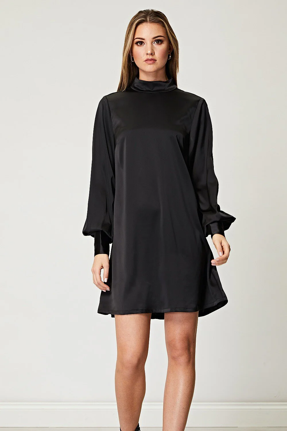 Angeleye Black Satin Dress Size S