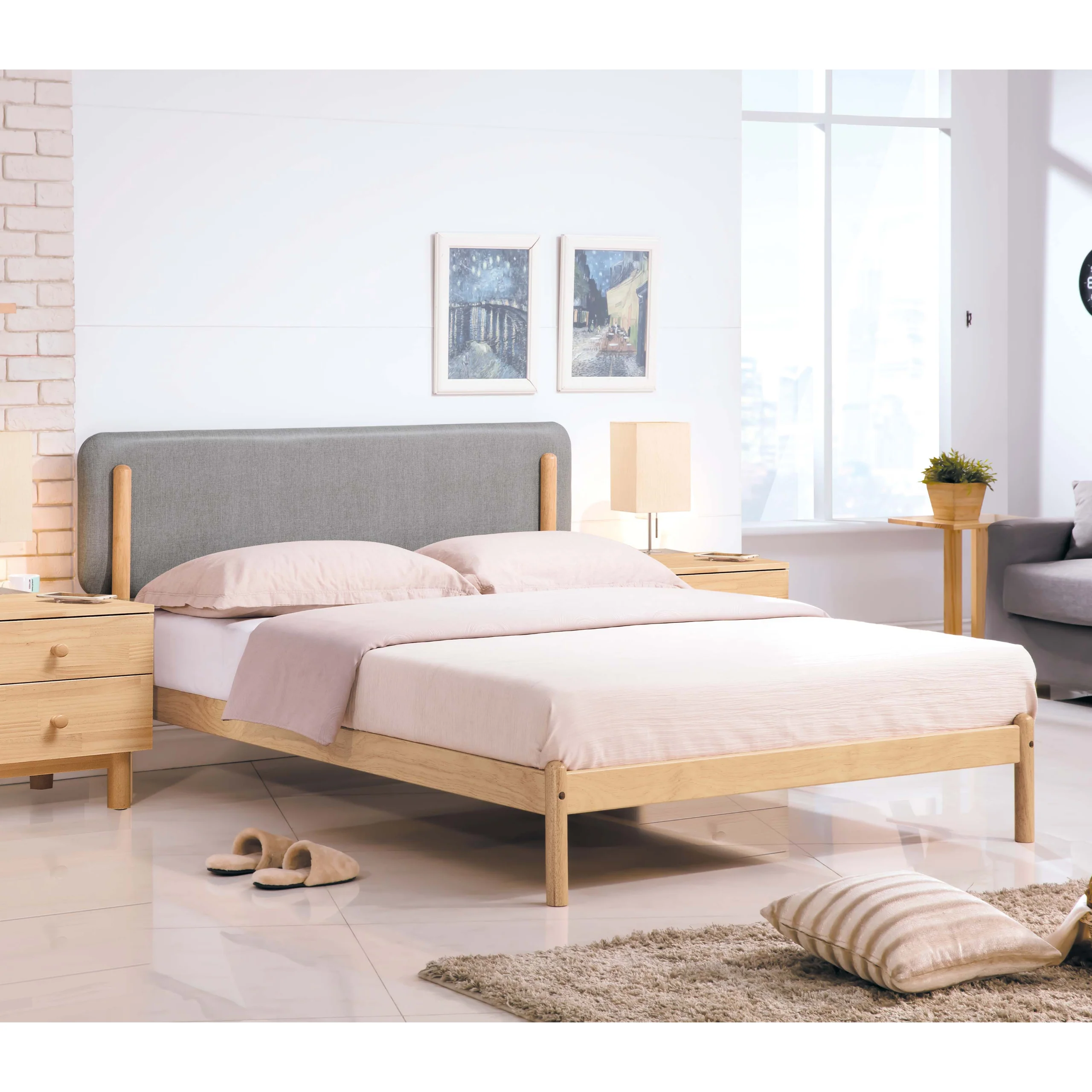 Roddy 羅迪 北歐原色實木床台(四色可選）