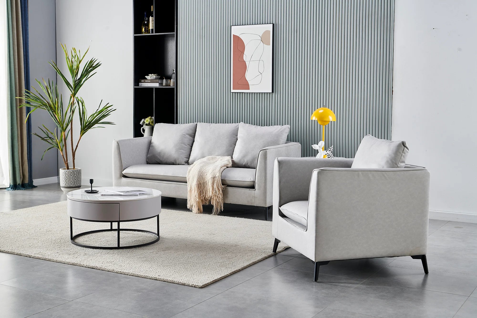 Ishida 世達 淺灰科技布 辦公沙發組 1人位, 3人位