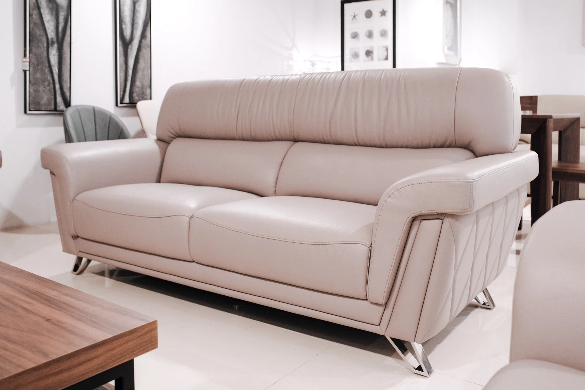 菱格紋牛皮沙發組 （1+2+3人）