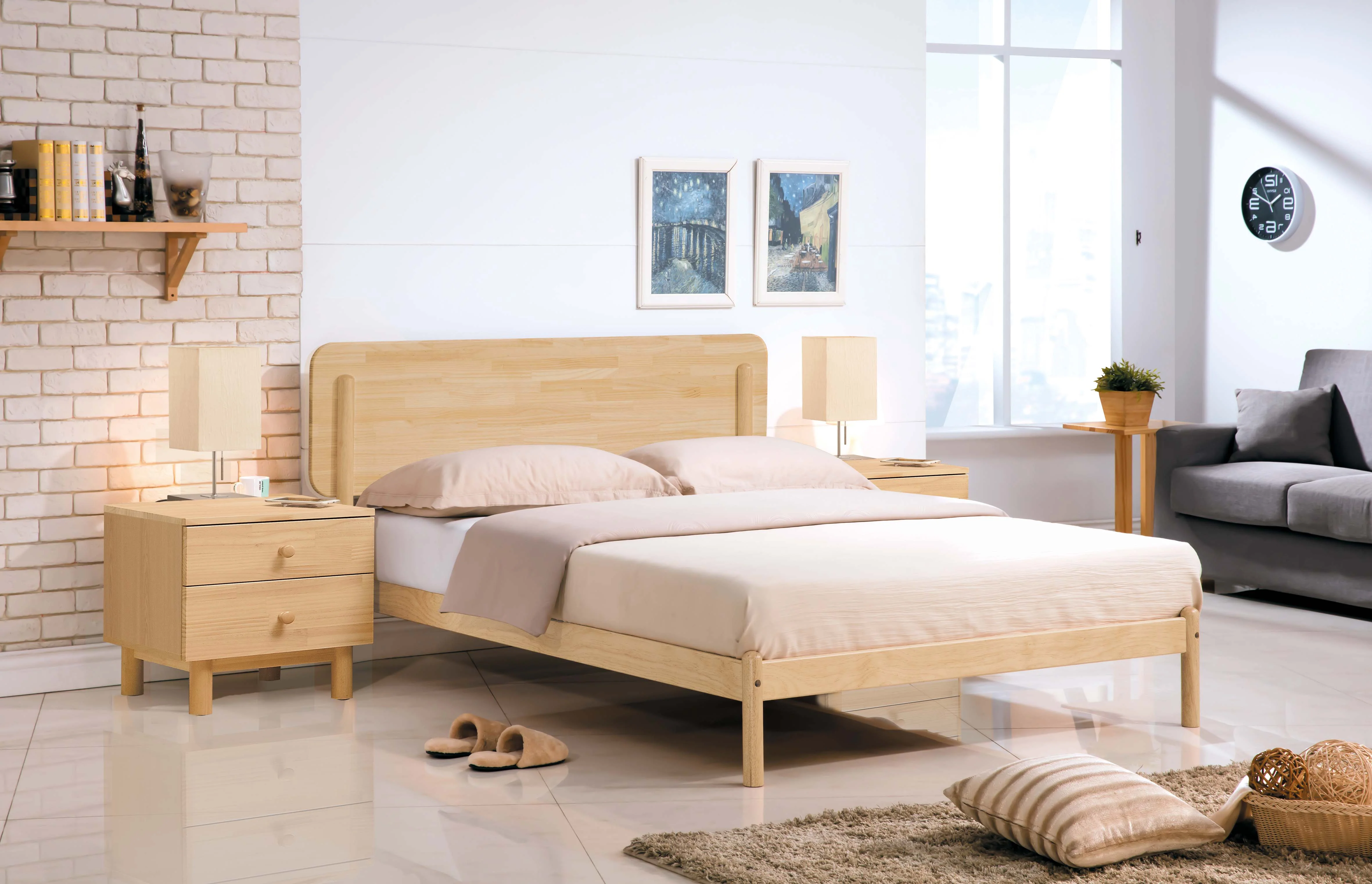 Roddy 羅迪 北歐原色實木床台(四色可選）