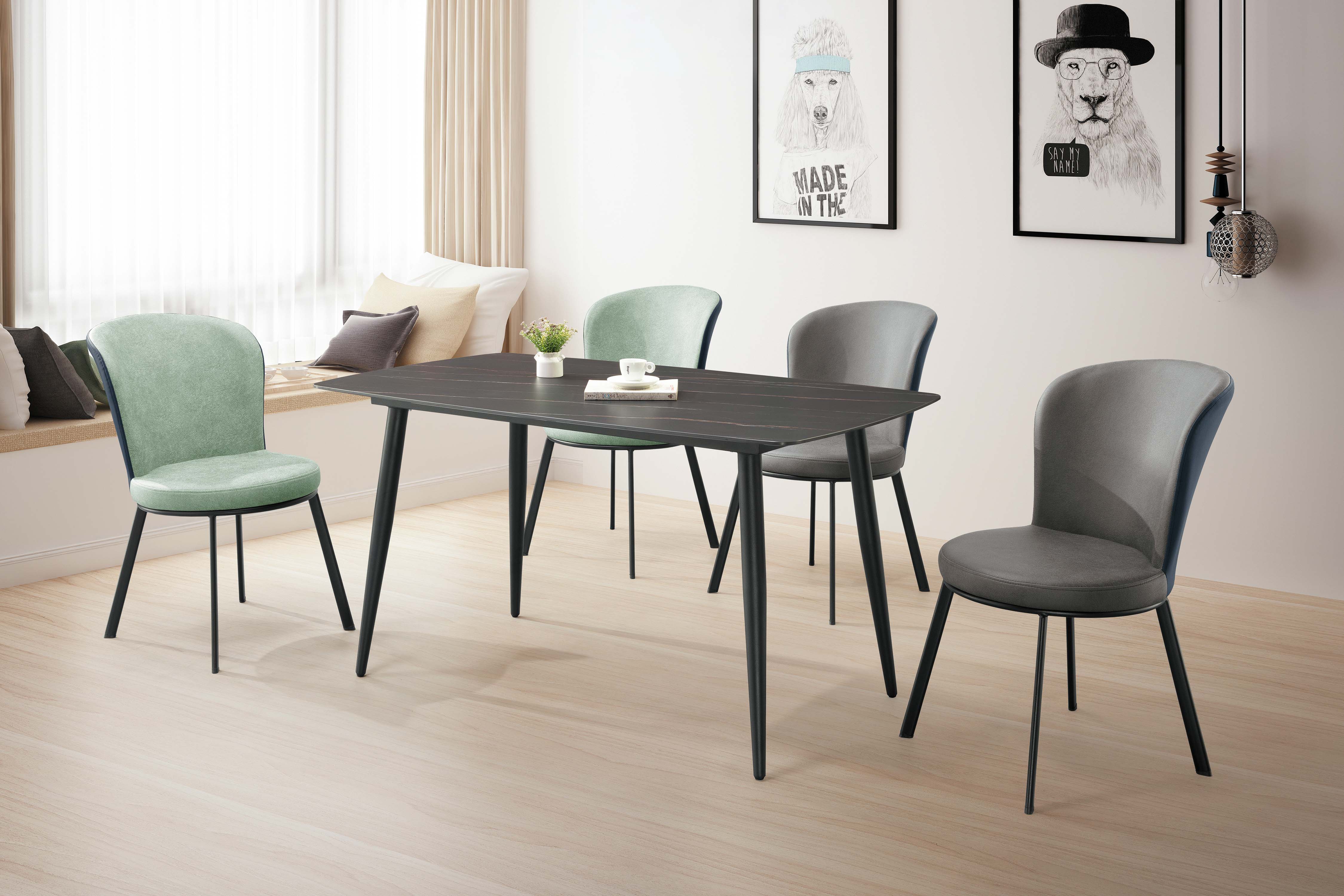 Lawrence 勞倫斯 140cm 黑色勞倫金岩板餐桌