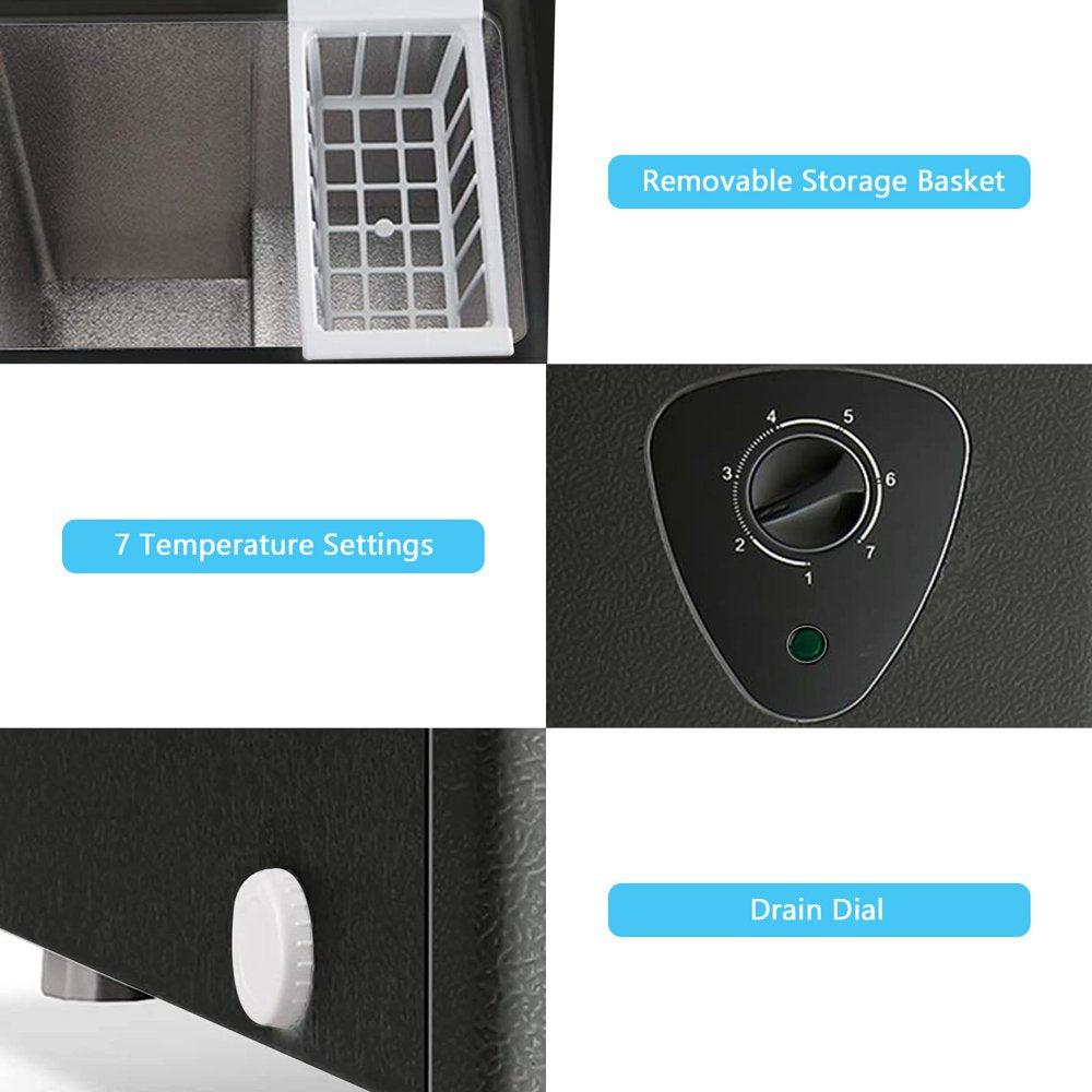 Wanai 3.5 Cu Ft Black Chest Freezer, Energy Efficient with Removable Basket and Adjustable Temperature Control