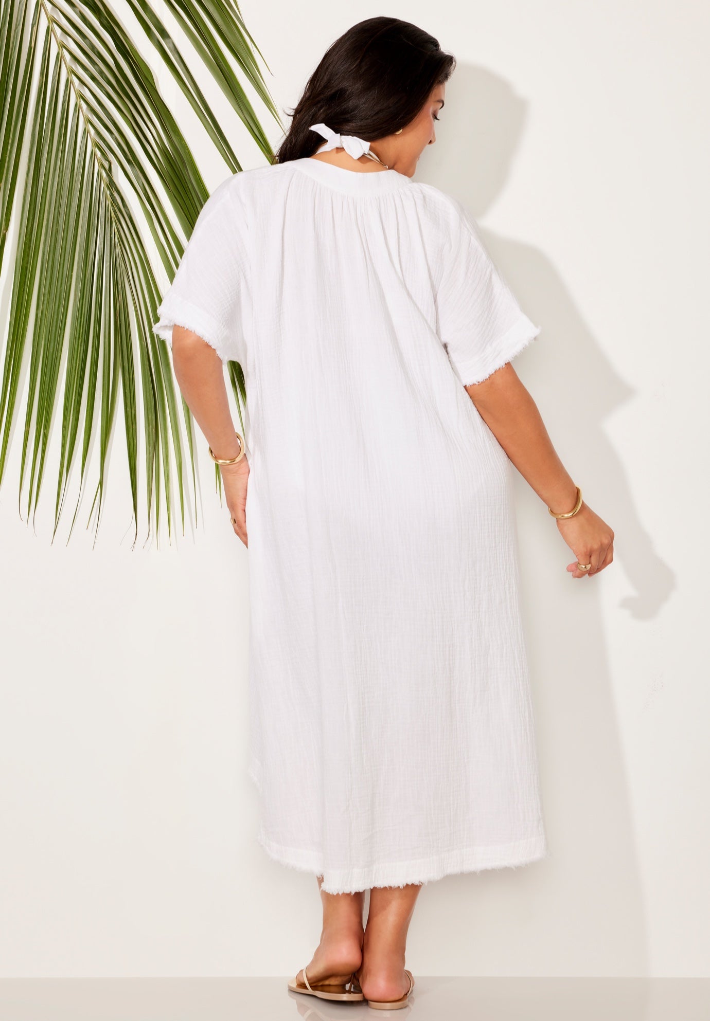 Gauze High-Low Sun Dress Cover Up