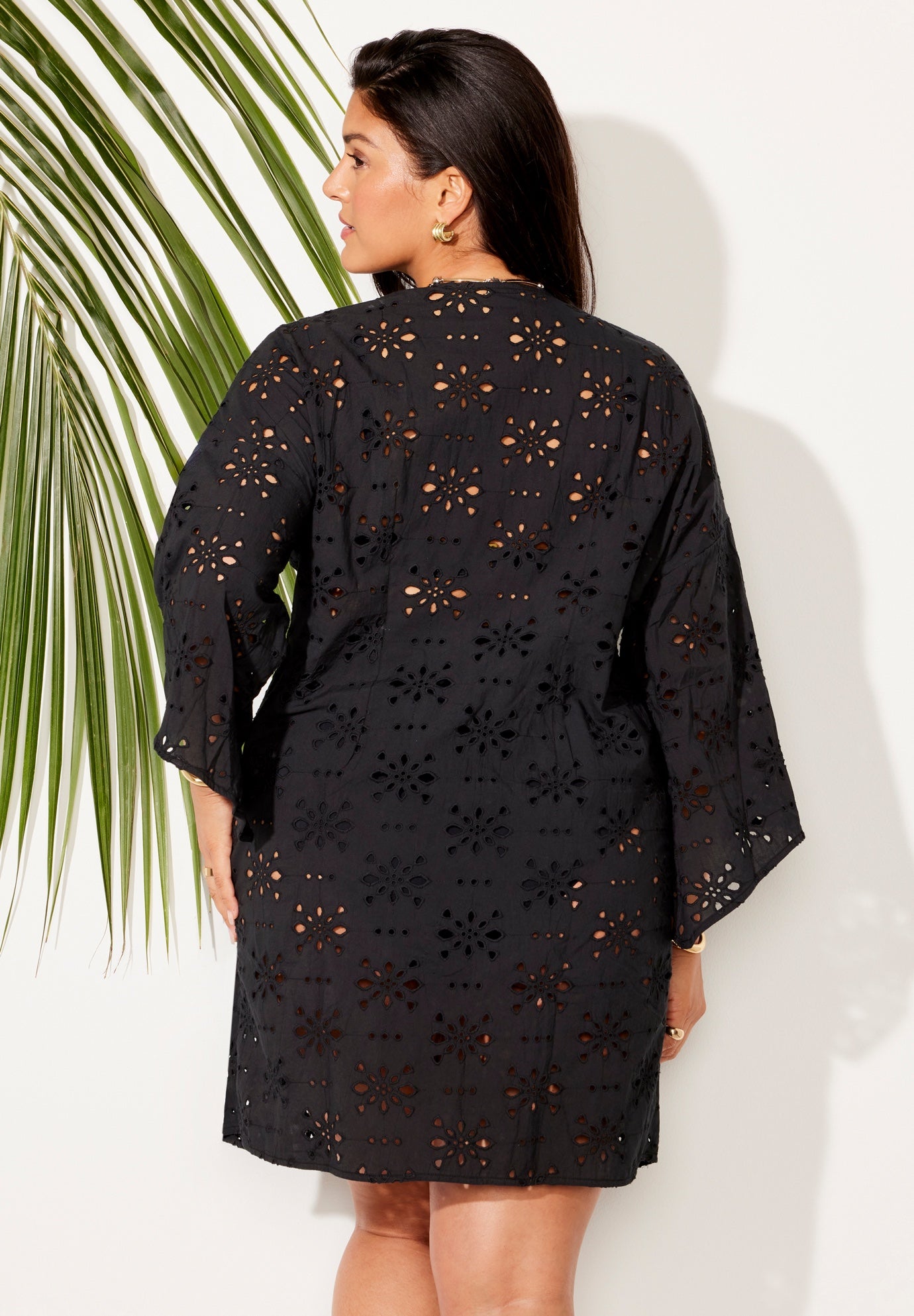 Open Front Eyelet Tunic Cover Up