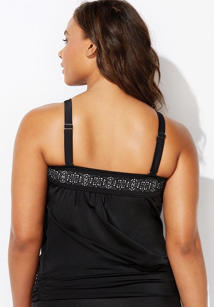 Laser Cut Blouson Tankini Top
