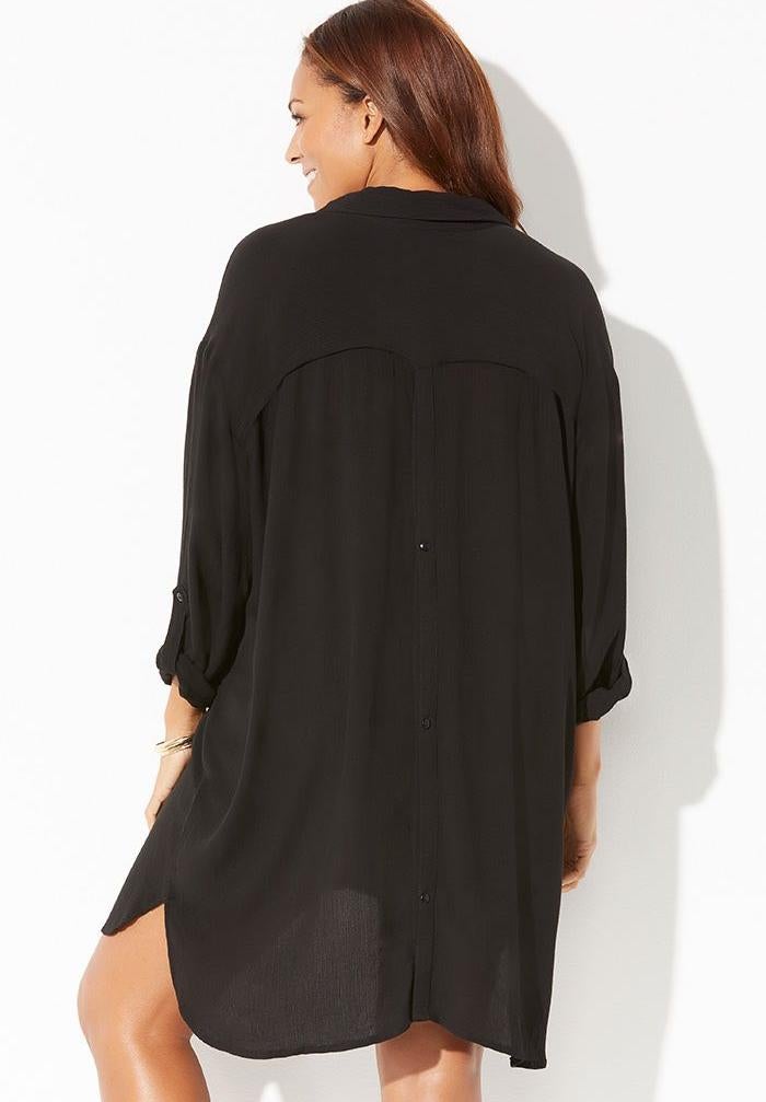 Shea High-Low Button Front Cover Up Shirt