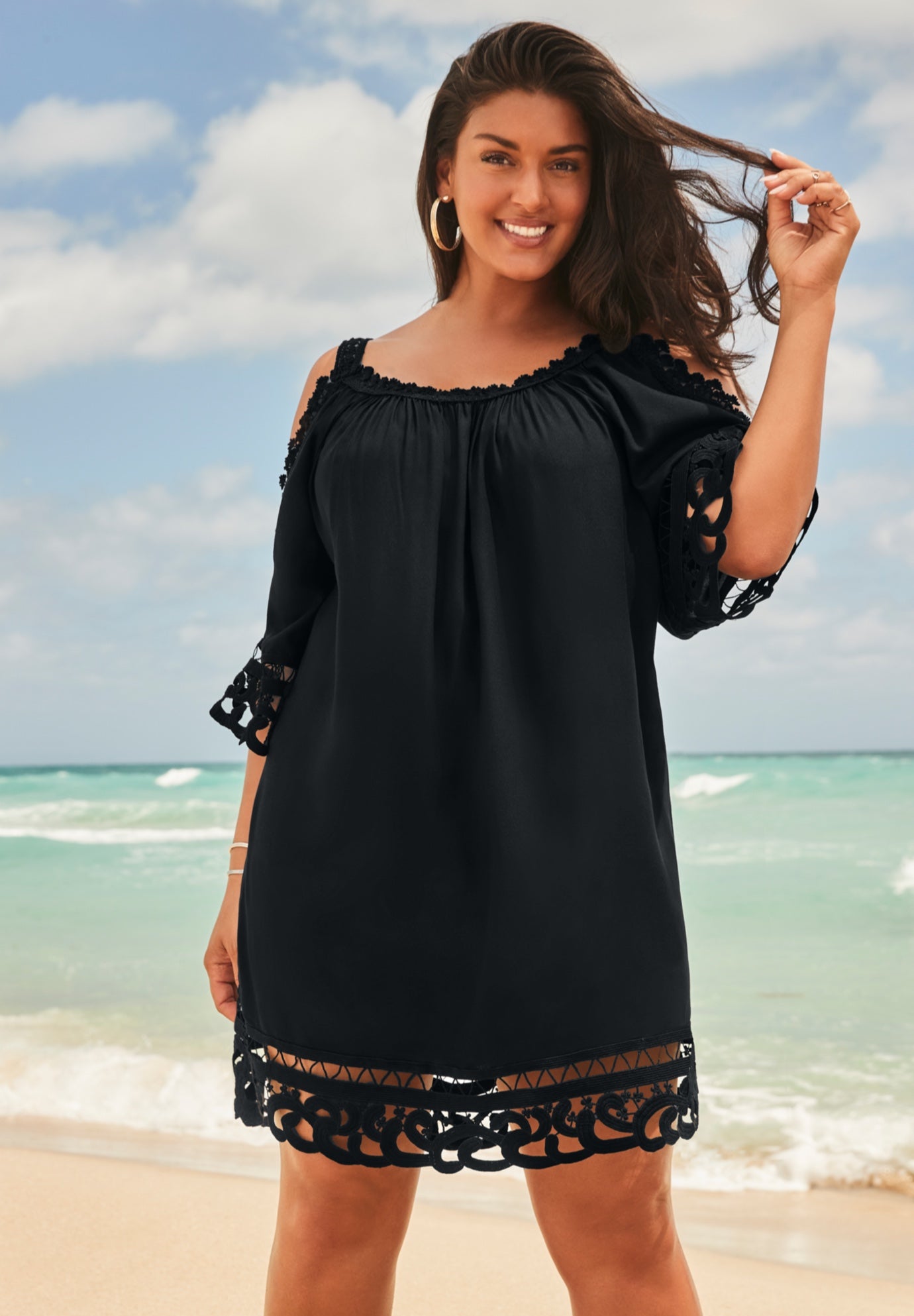 Vera Crochet Cold Shoulder Cover Up Dress