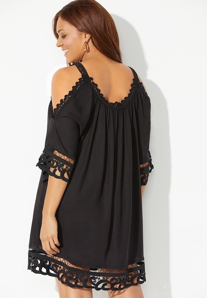 Vera Crochet Cold Shoulder Cover Up Dress