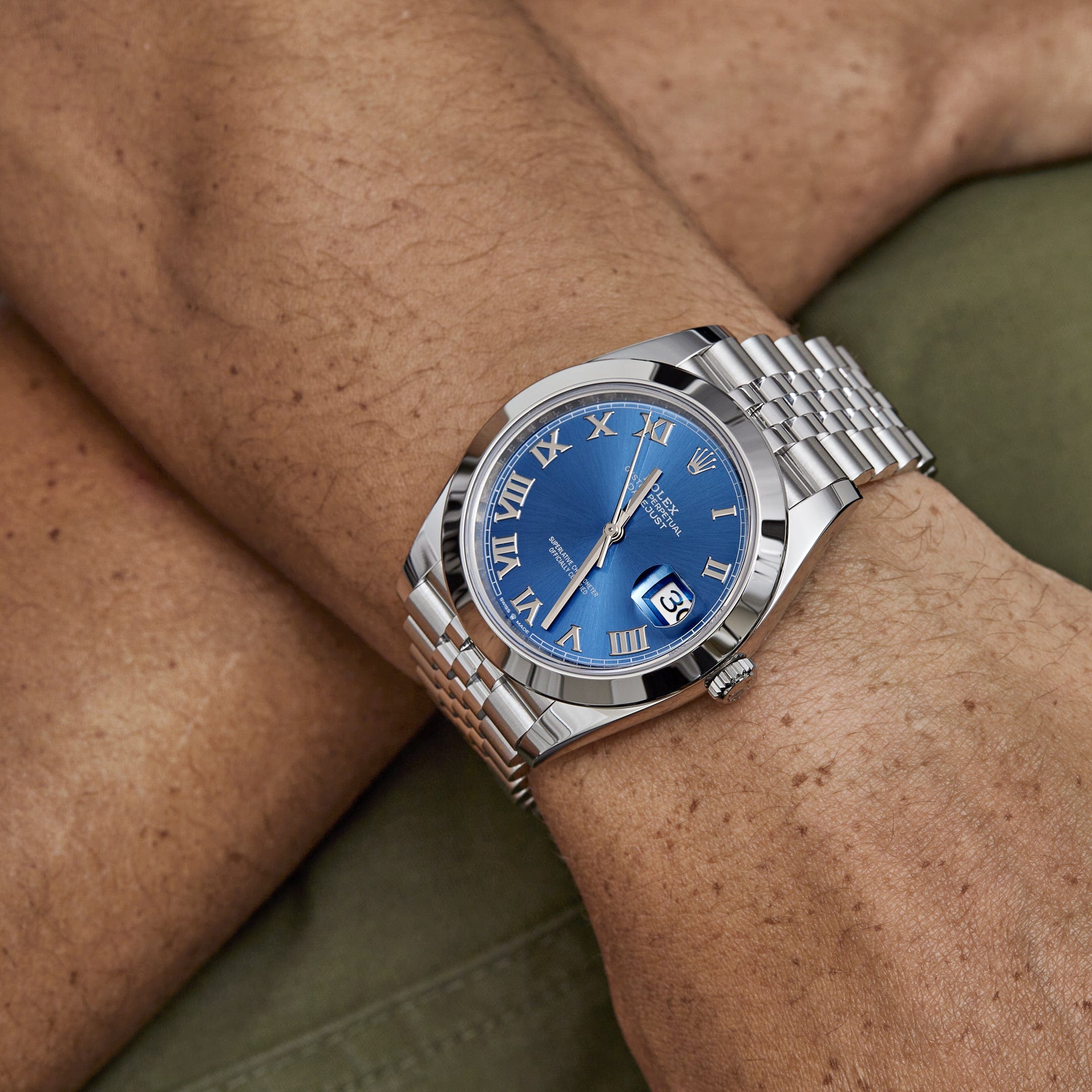 Rolex Datejust 41 Stainless Steel Blue Roman Dial Jubilee Bracelet Men's Watch M126300-0018