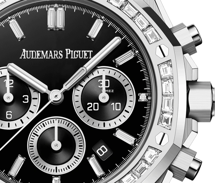 AP Royal Oak Diamond Set Steel Watch 41mm Black Dial