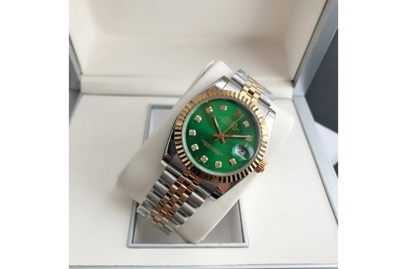 Rolex Datejust 36/28mm RG/SS Jub Green/Dial