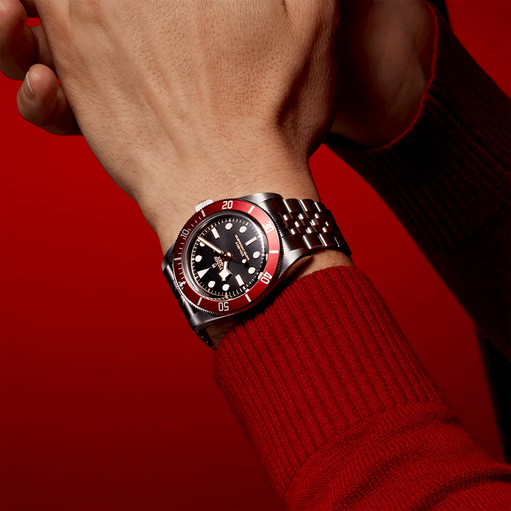 Black Bay 41mm Black Dial & Red Bezel Five-Link Bracelet Watch