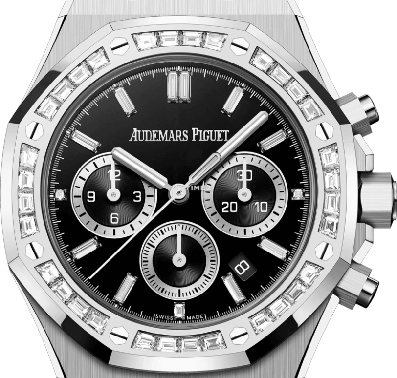 AP Royal Oak Diamond Set Steel Watch 41mm Black Dial