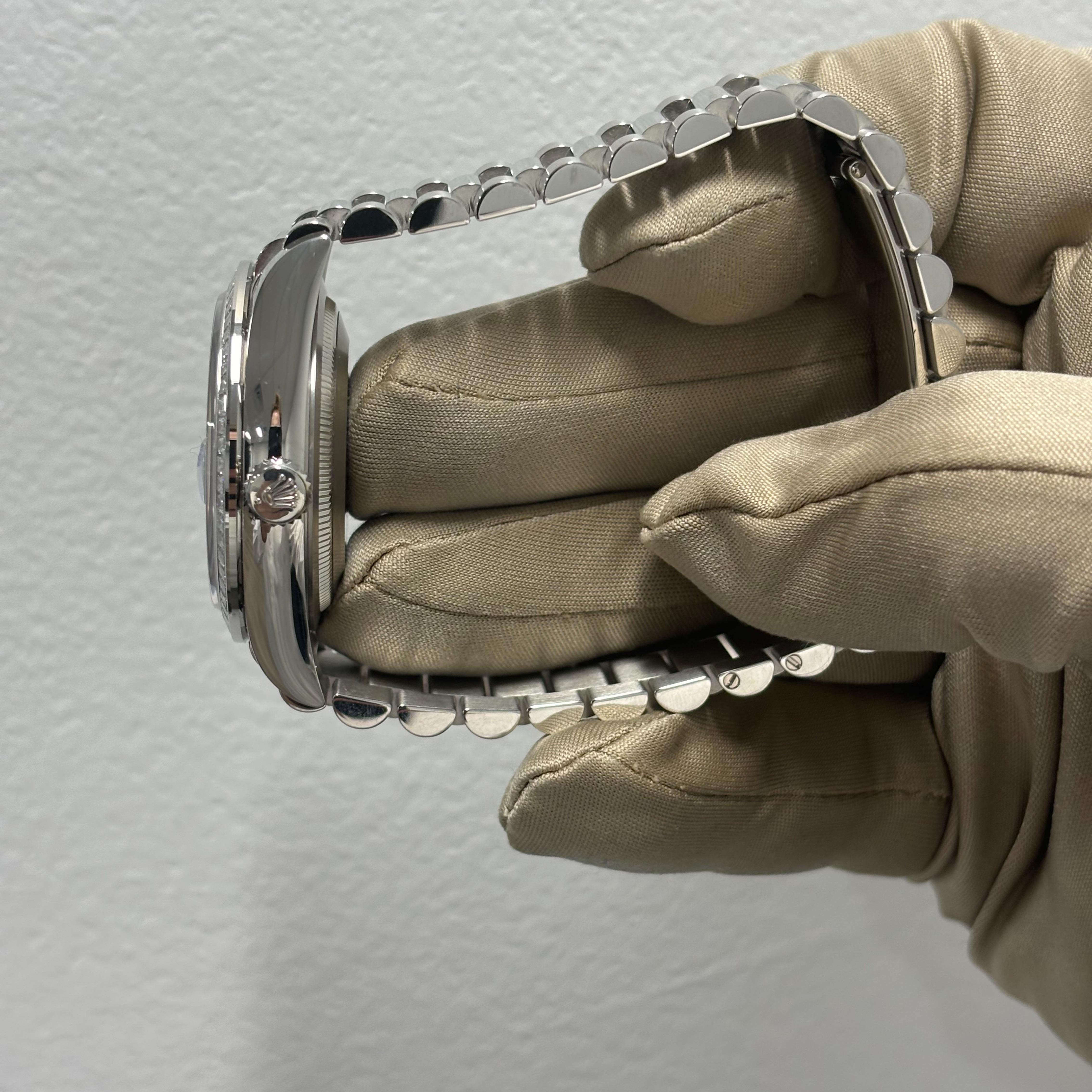 Lady Rolex DAY-DATE 36 128396TBR Ice Blue Baguette Index Replica