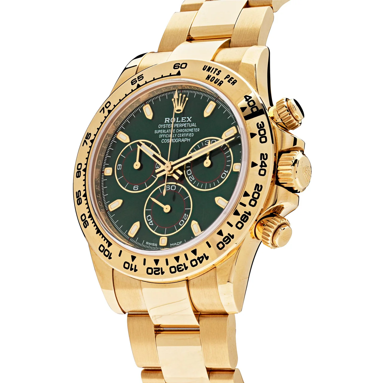 Rolex Cosmograph Daytona Oyster Yellow Gold Green Dial 116508-0013 Replica
