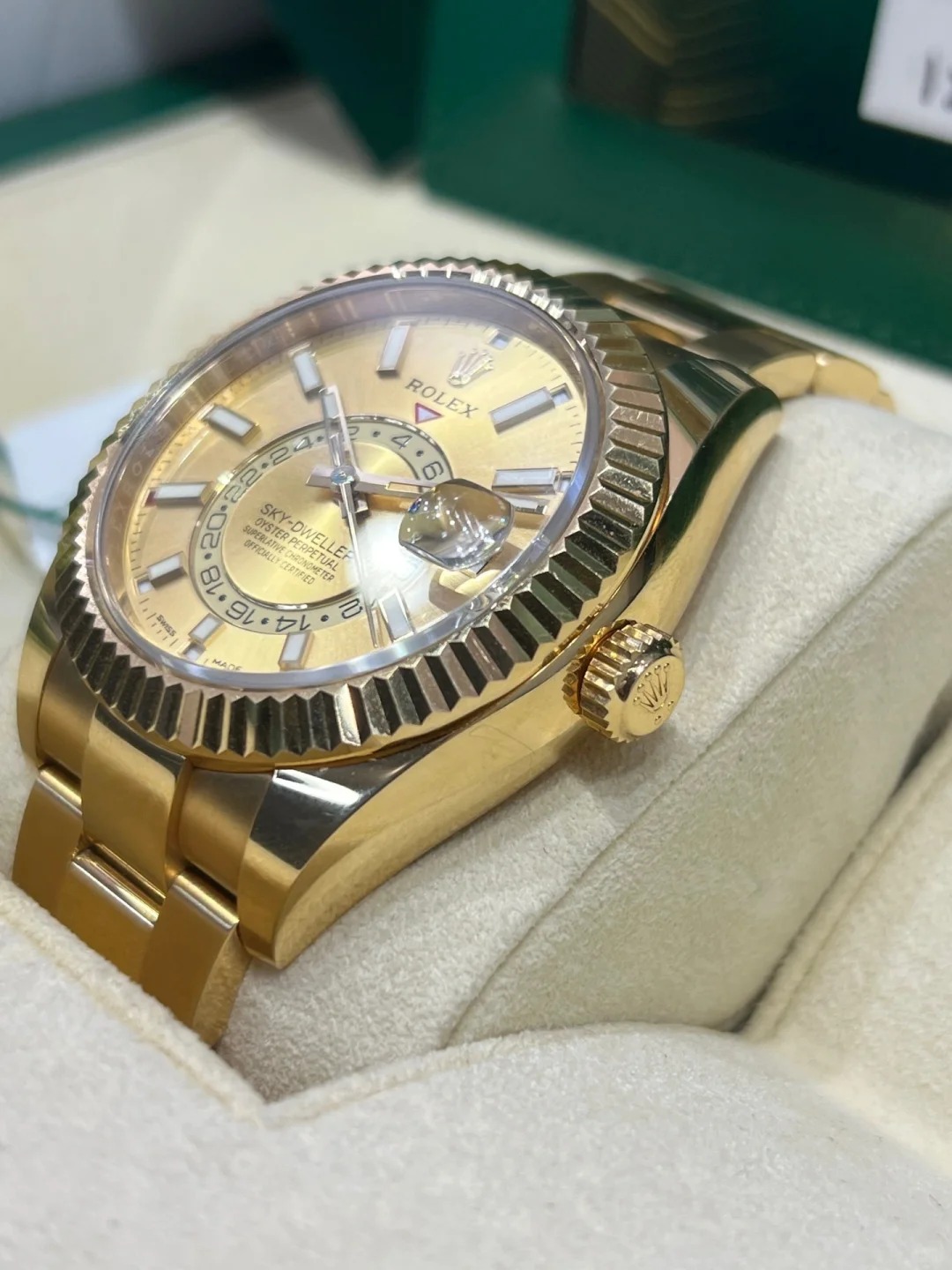 Rolex Sky-Dweller Champagne Dial, 18kt Yellow Gold Watch 326938-0003