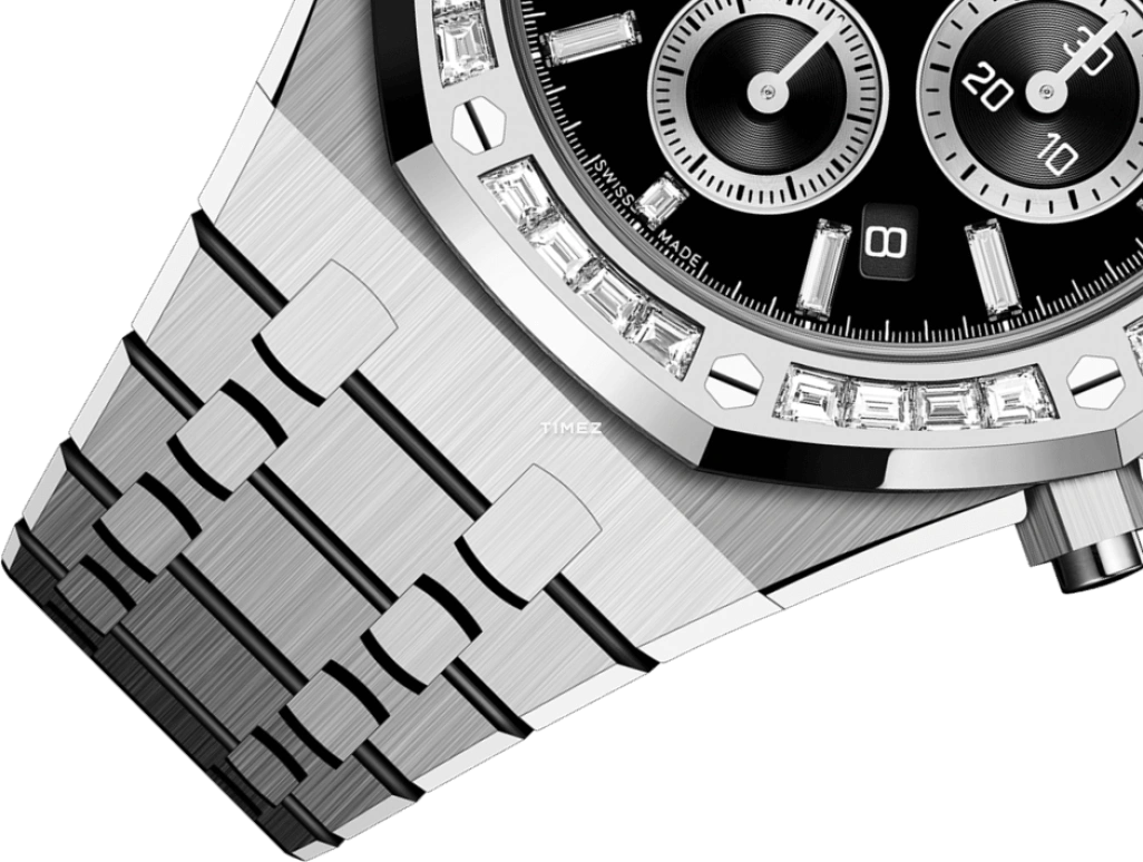 AP Royal Oak Diamond Set Steel Watch 41mm Black Dial