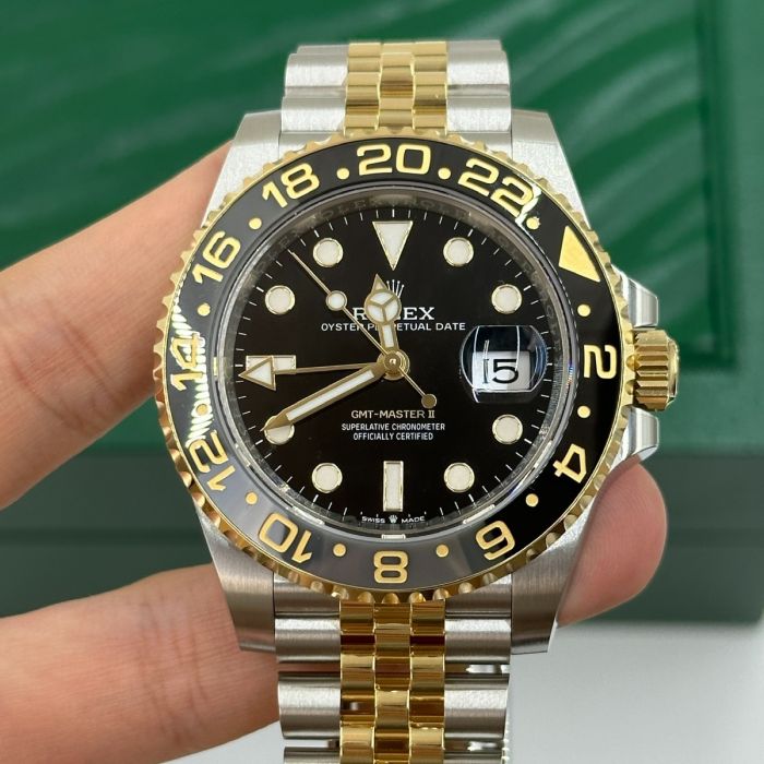 Rolex GMT Master ll Yellow Gold and Stainless Steel Black Dial Jubilee Bracelet Men's Watch M126713GRNR-0001
