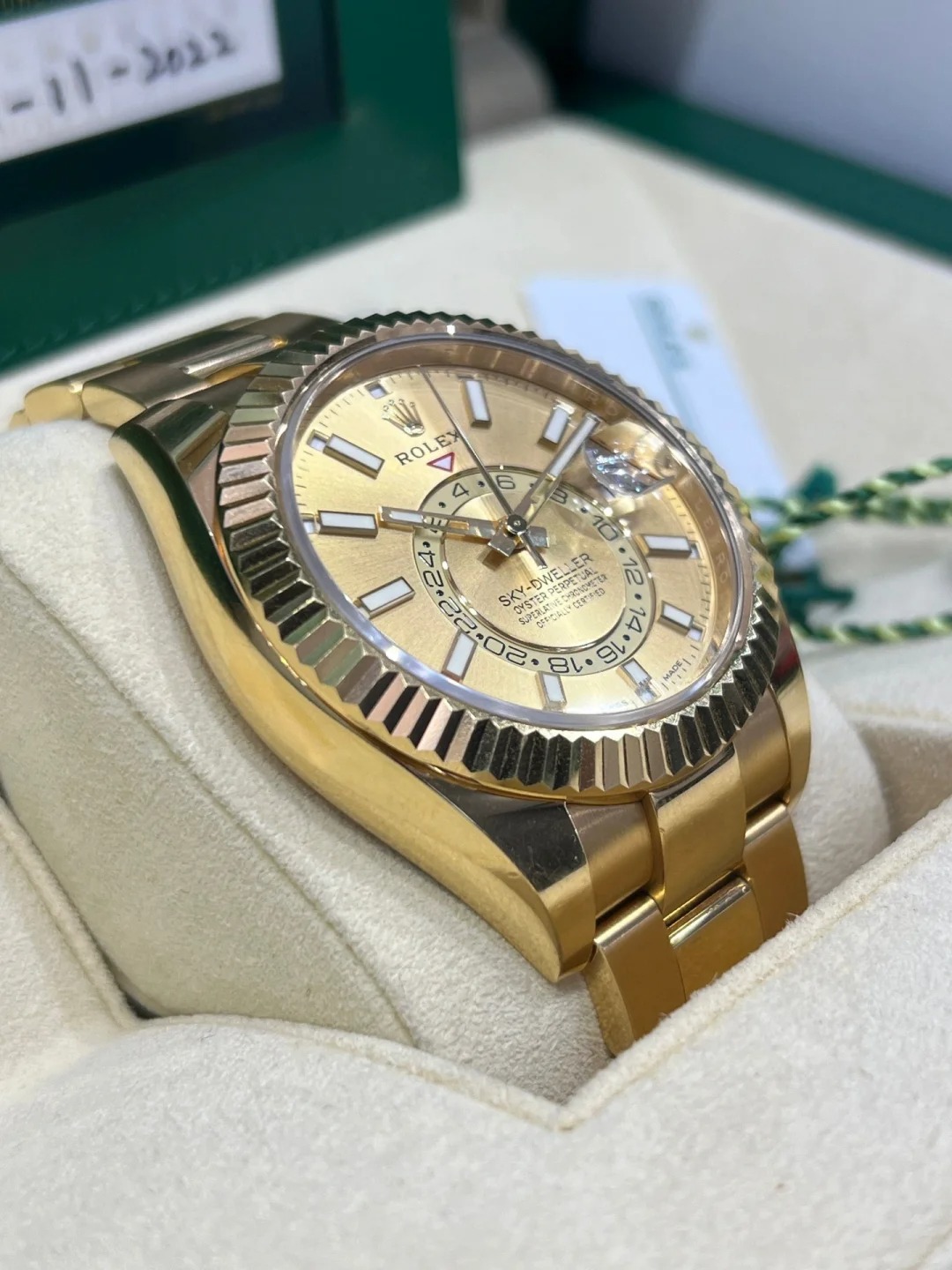 Rolex Sky-Dweller Champagne Dial, 18kt Yellow Gold Watch 326938-0003