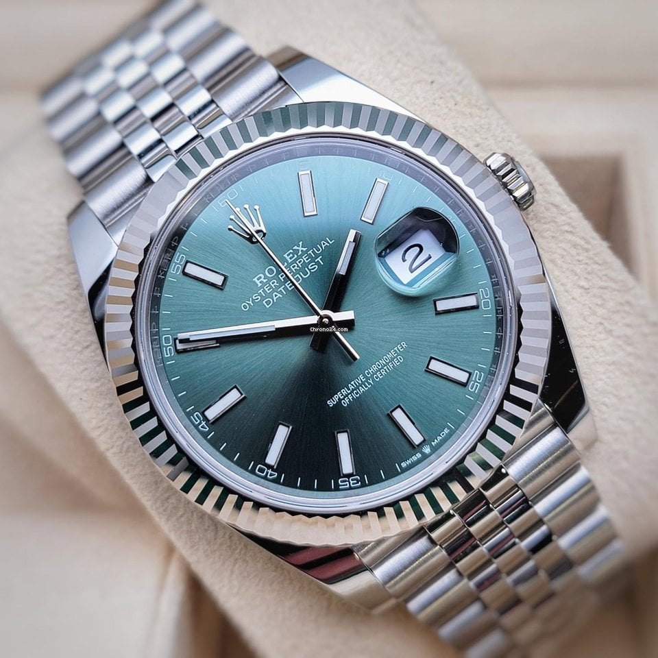 Rolex Datejust 41'Mint Green' 126334 Steel & White Gold