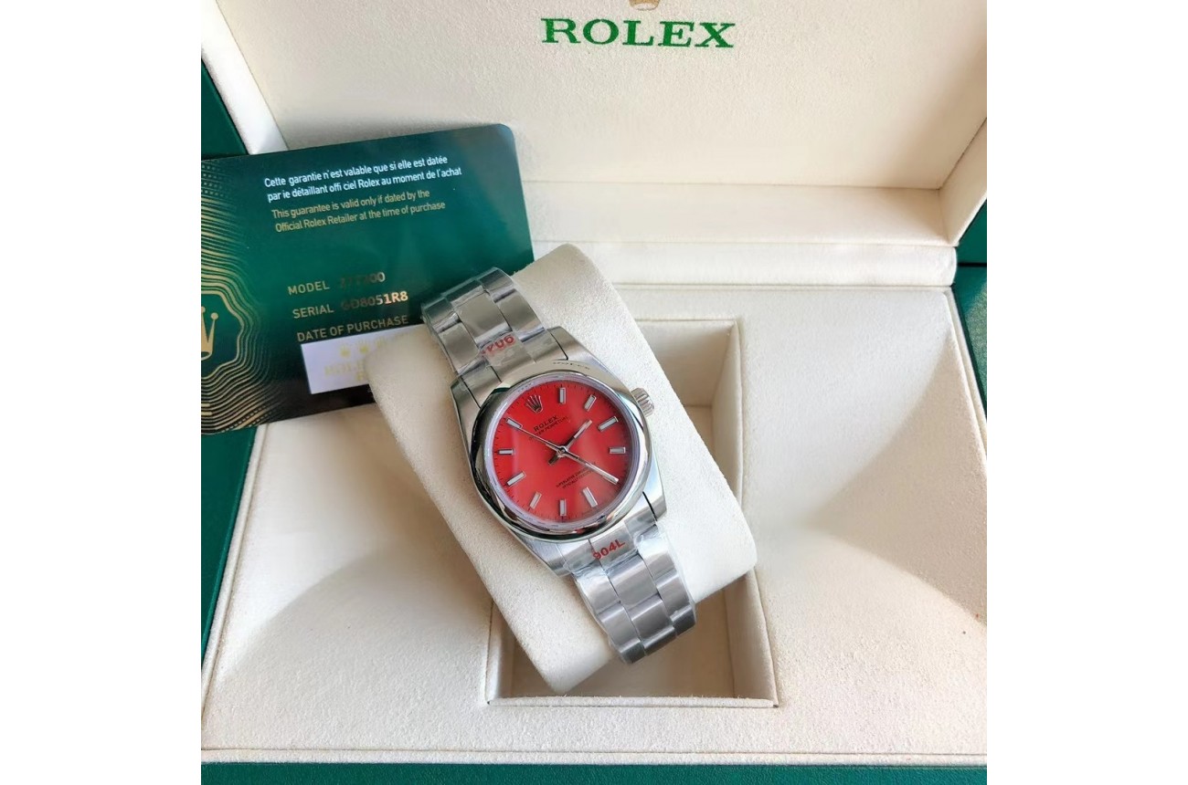 Rolex Oyster Perpetual 31/41mm SS/SS Red/Stk