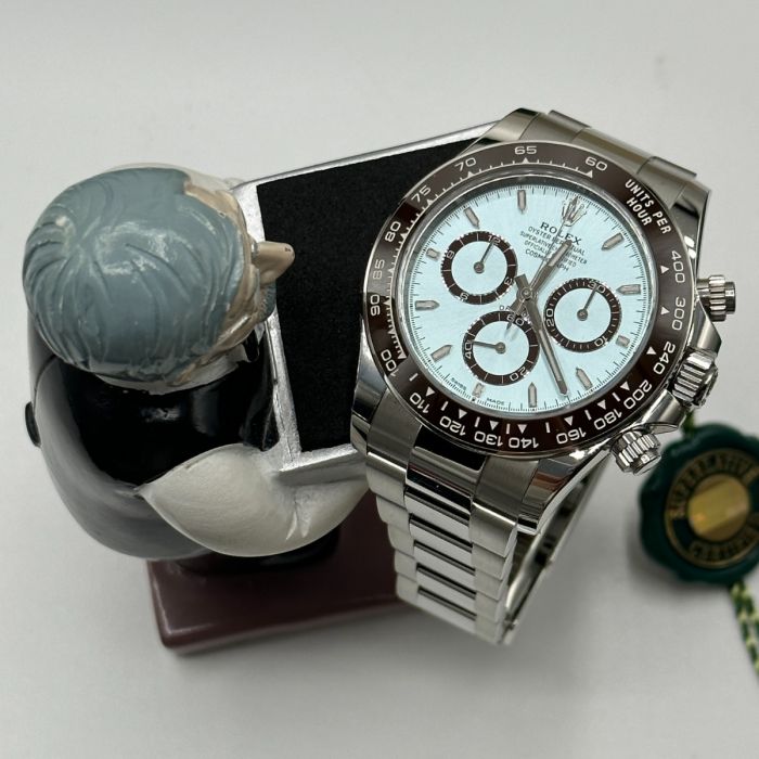 Rolex Cosmograph Daytona Platinum Ice-Blue Diamond-Set Dial and Chestnut Brown Bezel Men's Watch M126506-0002