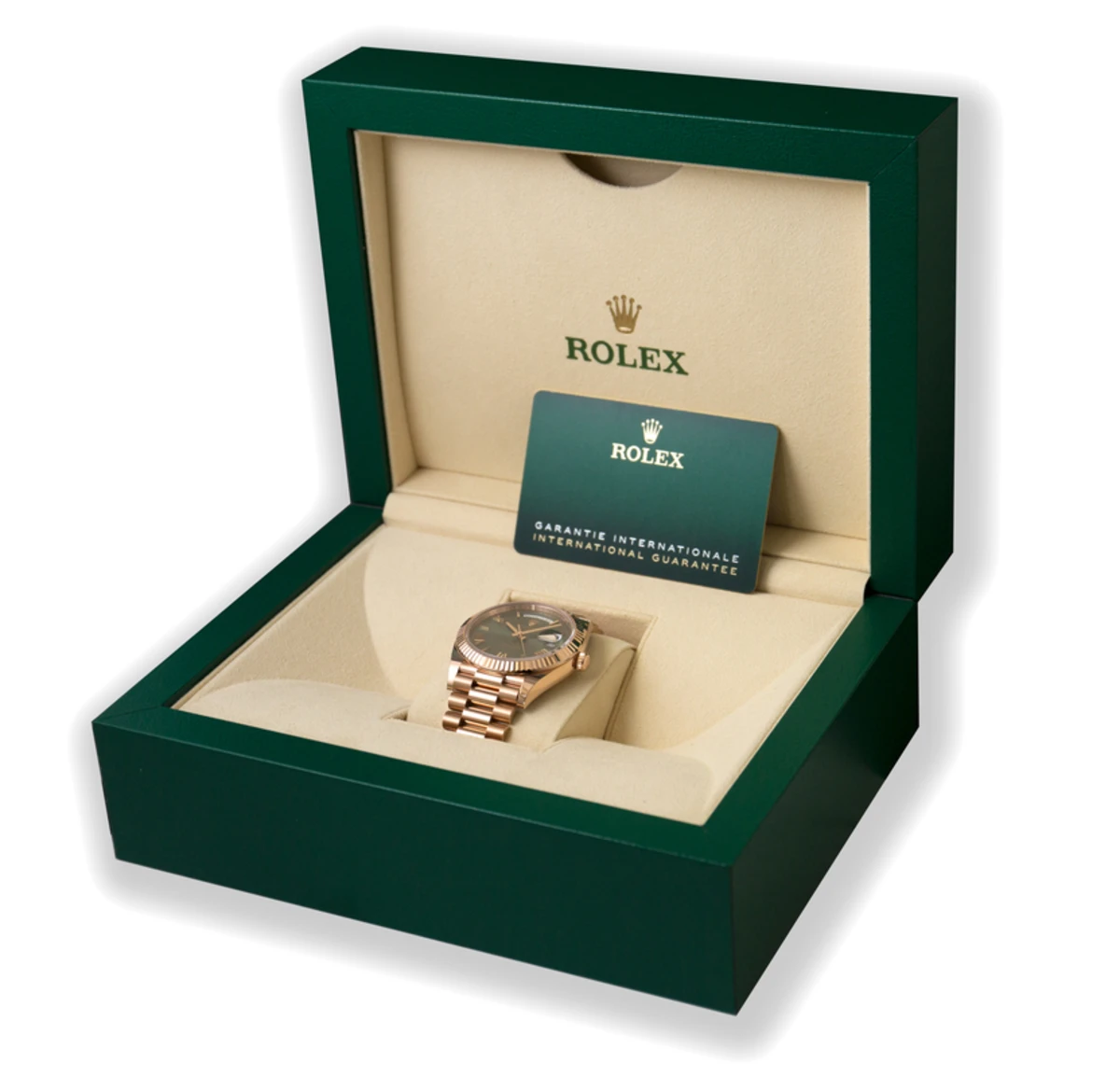 Rolex Day-Date 40 18k Everose Gold Olive Green Dial 60th Anniversary Men's Watch M228235-0025