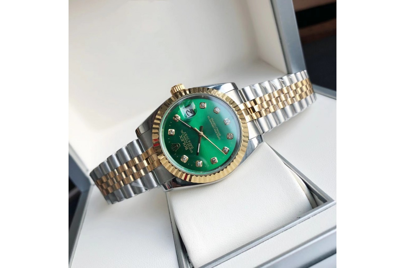 Rolex Datejust 36/28mm RG/SS Jub Green/Dial