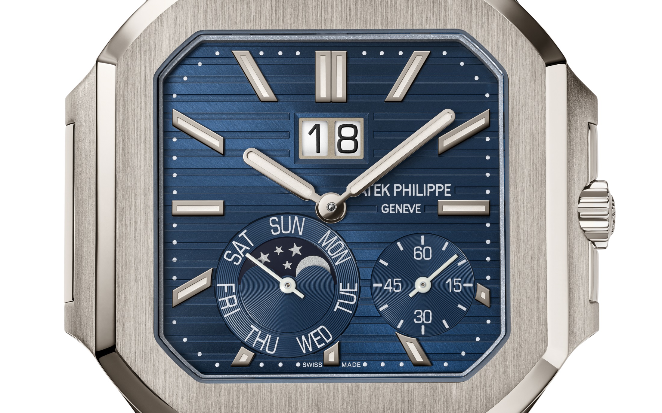 Patek Philippe Cubitus Platinum Case Sunburst Blue Dial 5822P-001