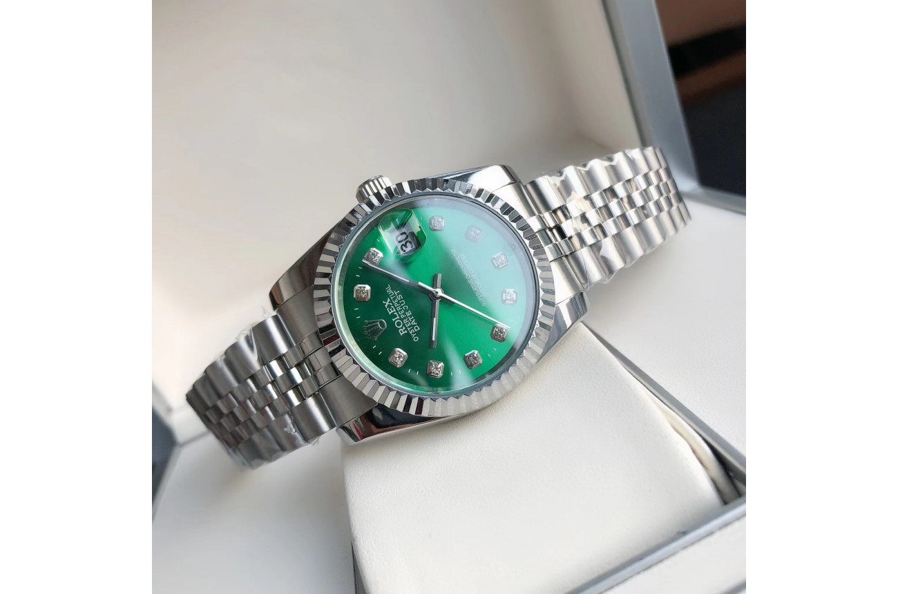 Rolex Datejust 36/28mm SS/SS Jub Green/Dia