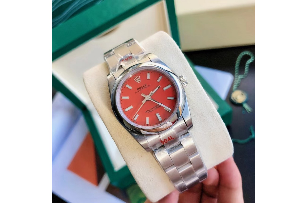 Rolex Oyster Perpetual 31/41mm SS/SS Red/Stk
