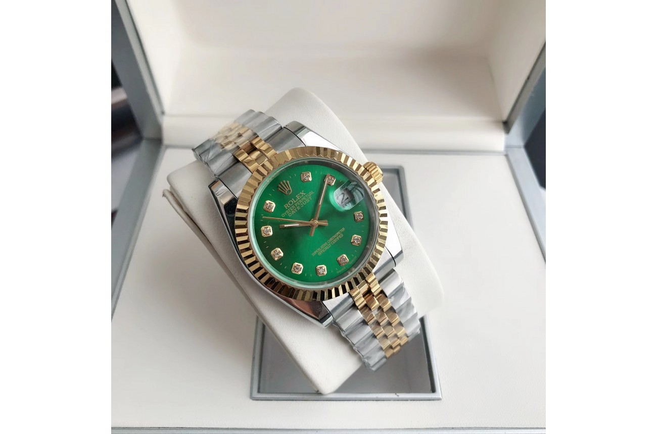 Rolex Datejust 36/28mm RG/SS Jub Green/Dial
