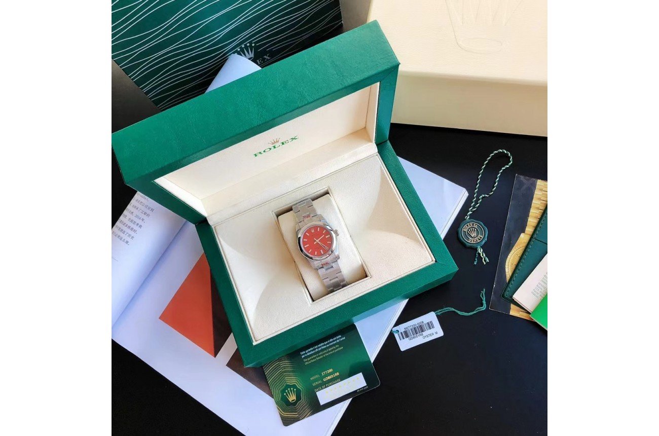 Rolex Oyster Perpetual 31/41mm SS/SS Red/Stk