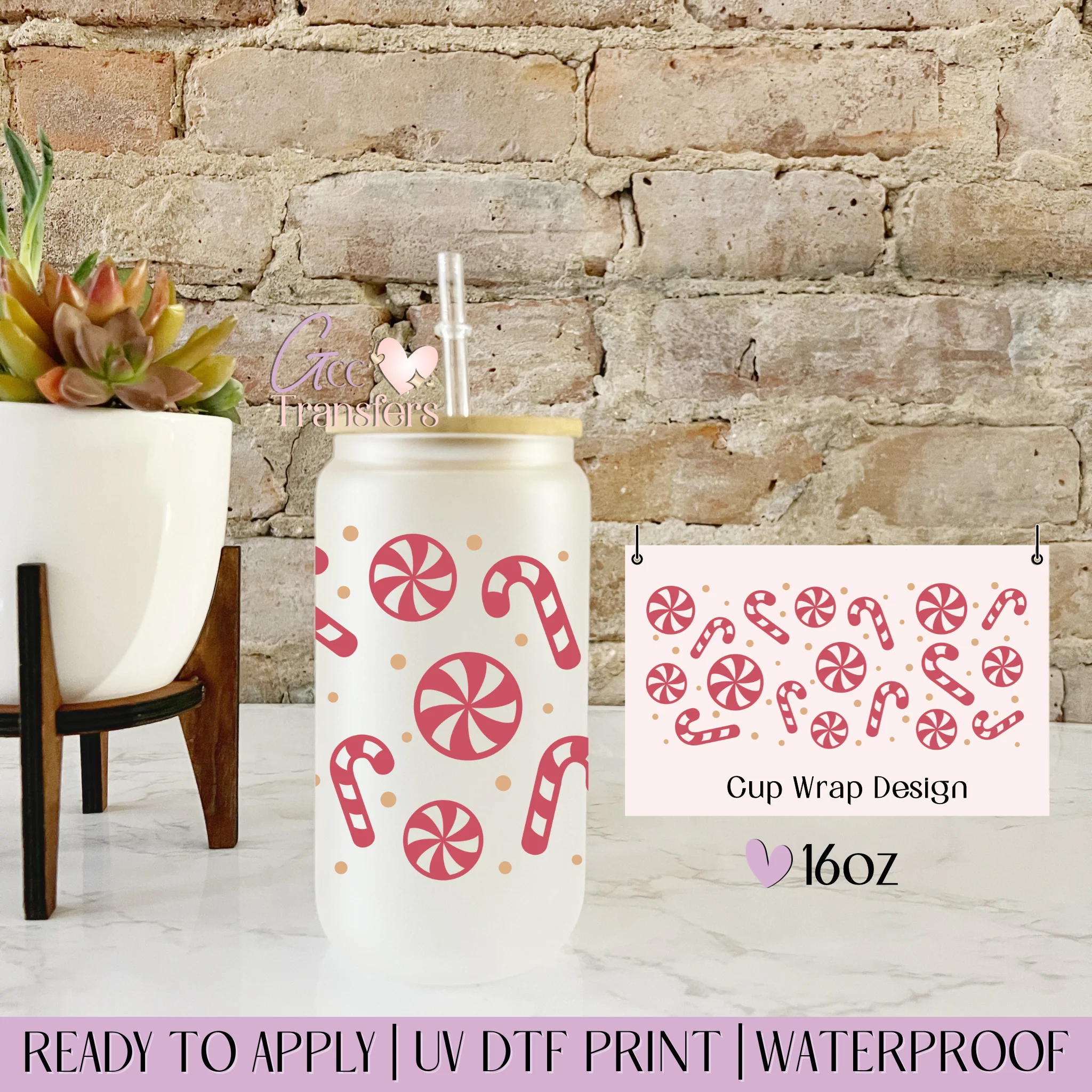 Christmas Candy Cane - 16oz cup