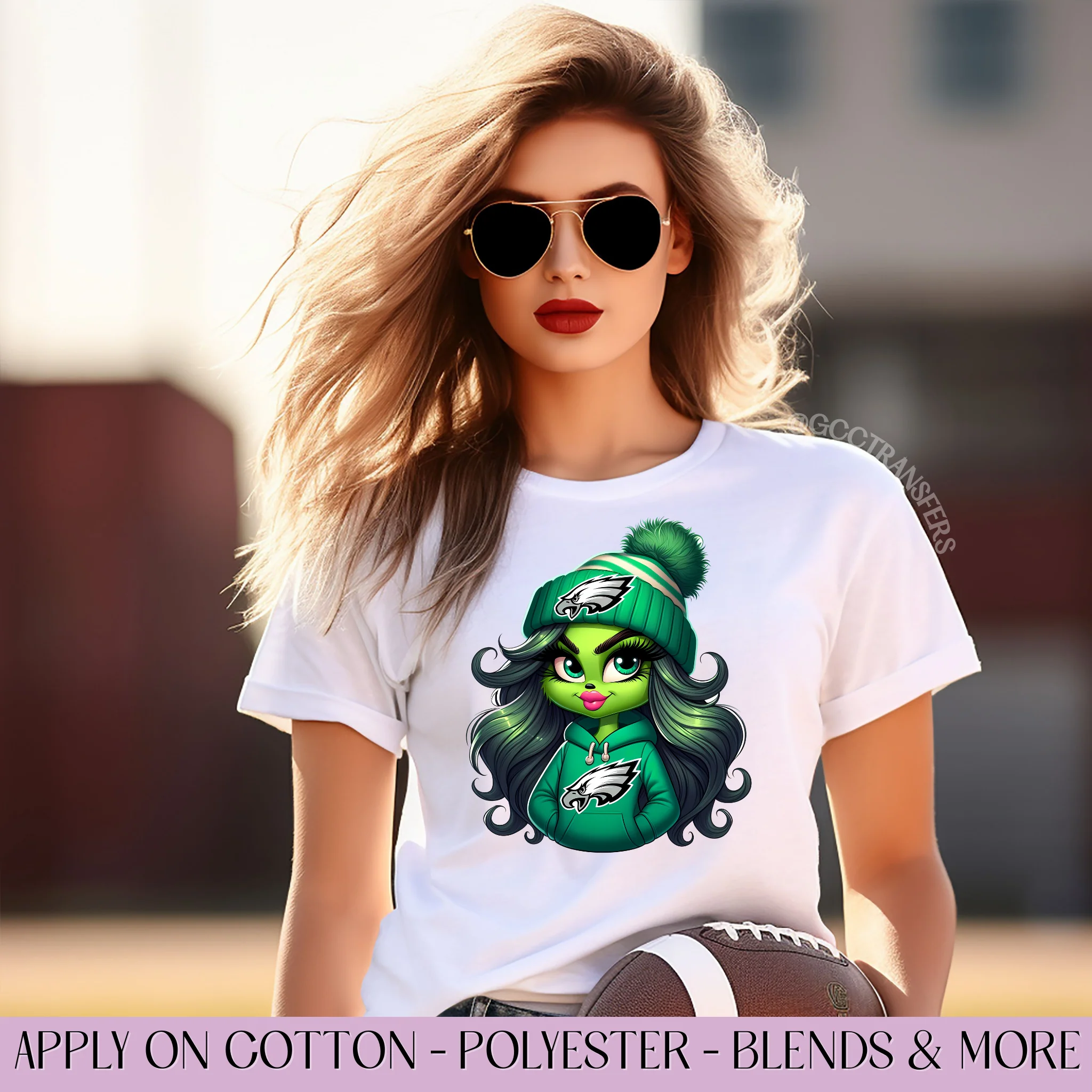 Grinch Boujee Eagles Girl Fan Football - Graphic Apparel