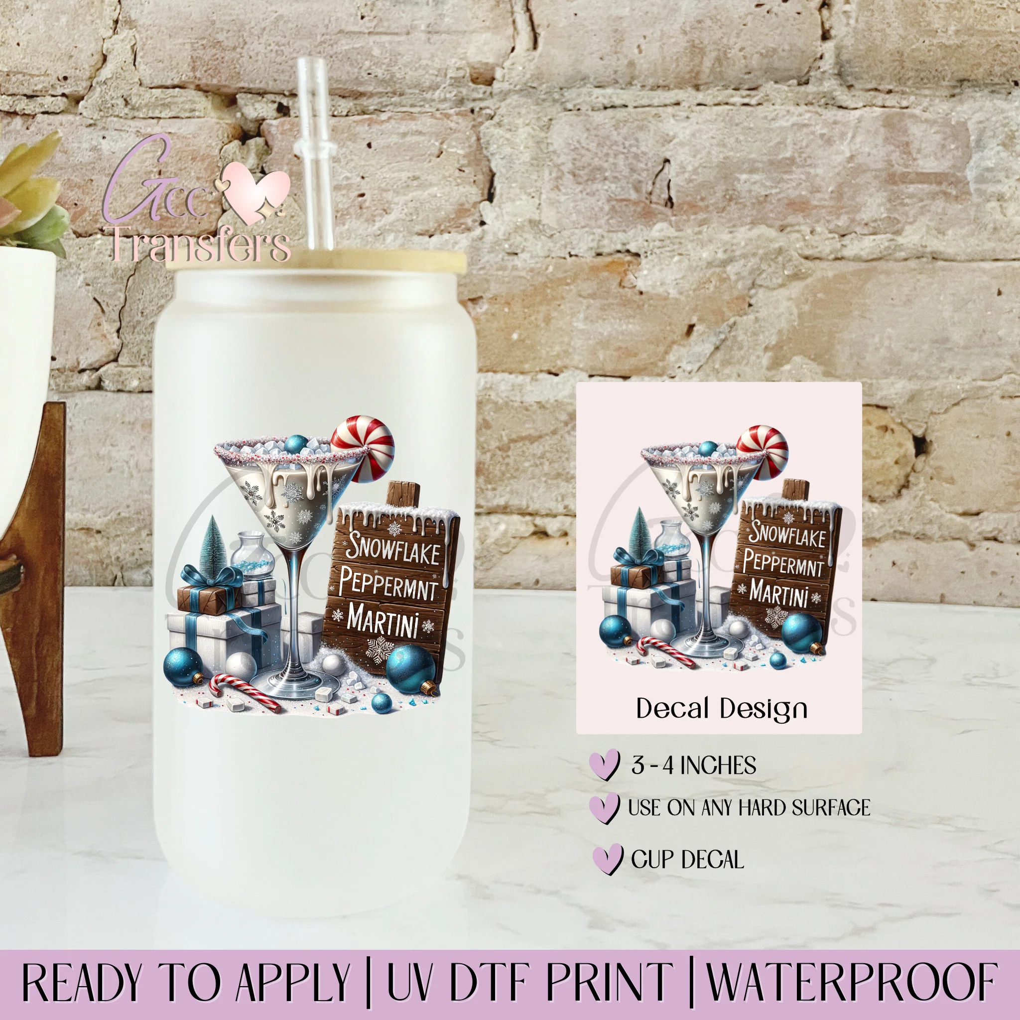 Snowflake Peppermint Christmas Drink - CUP