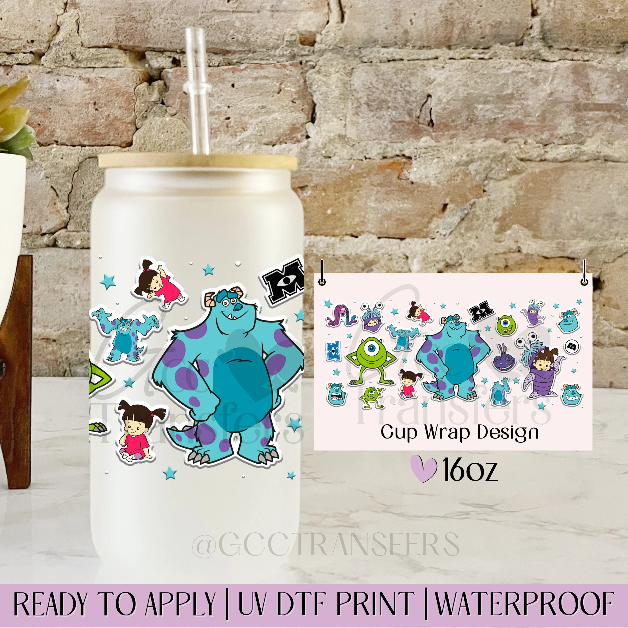 Teal Monster Besties - 16oz cup