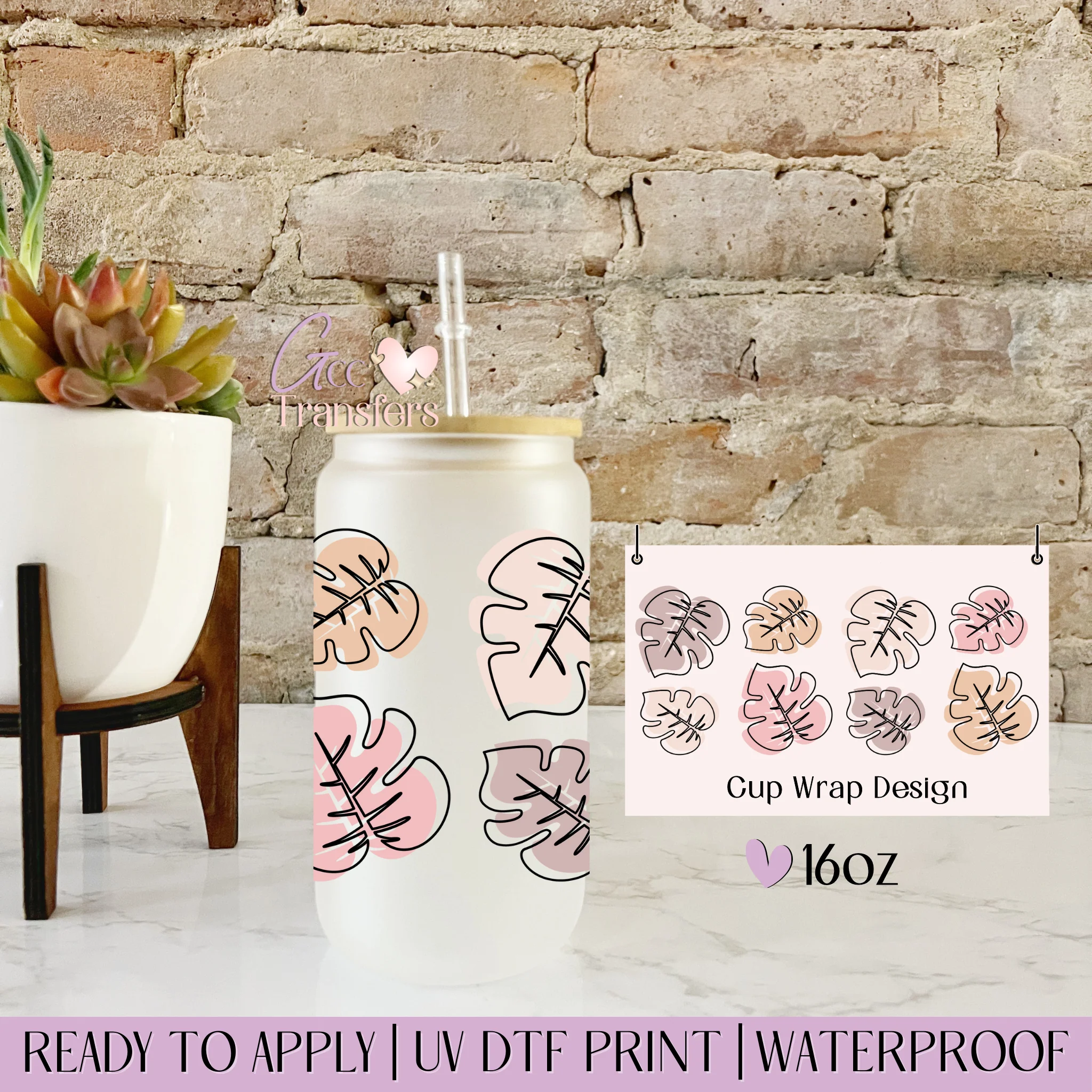 Monstera Leaf Boho - 16oz cup