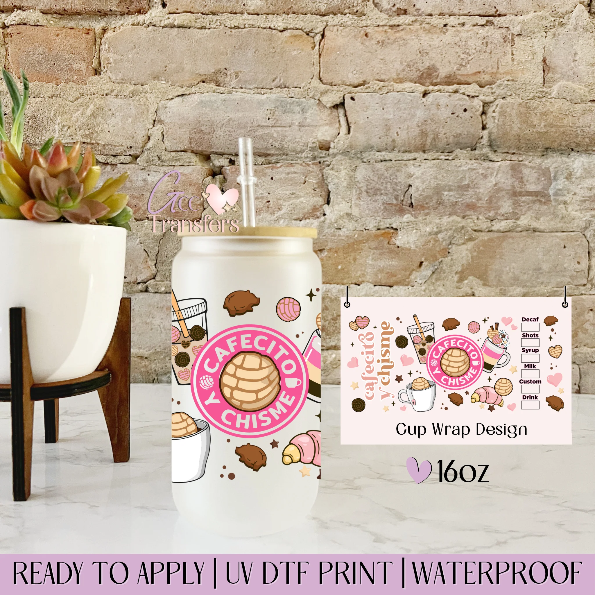 Cafecito y Chisme Pink - 16oz cup