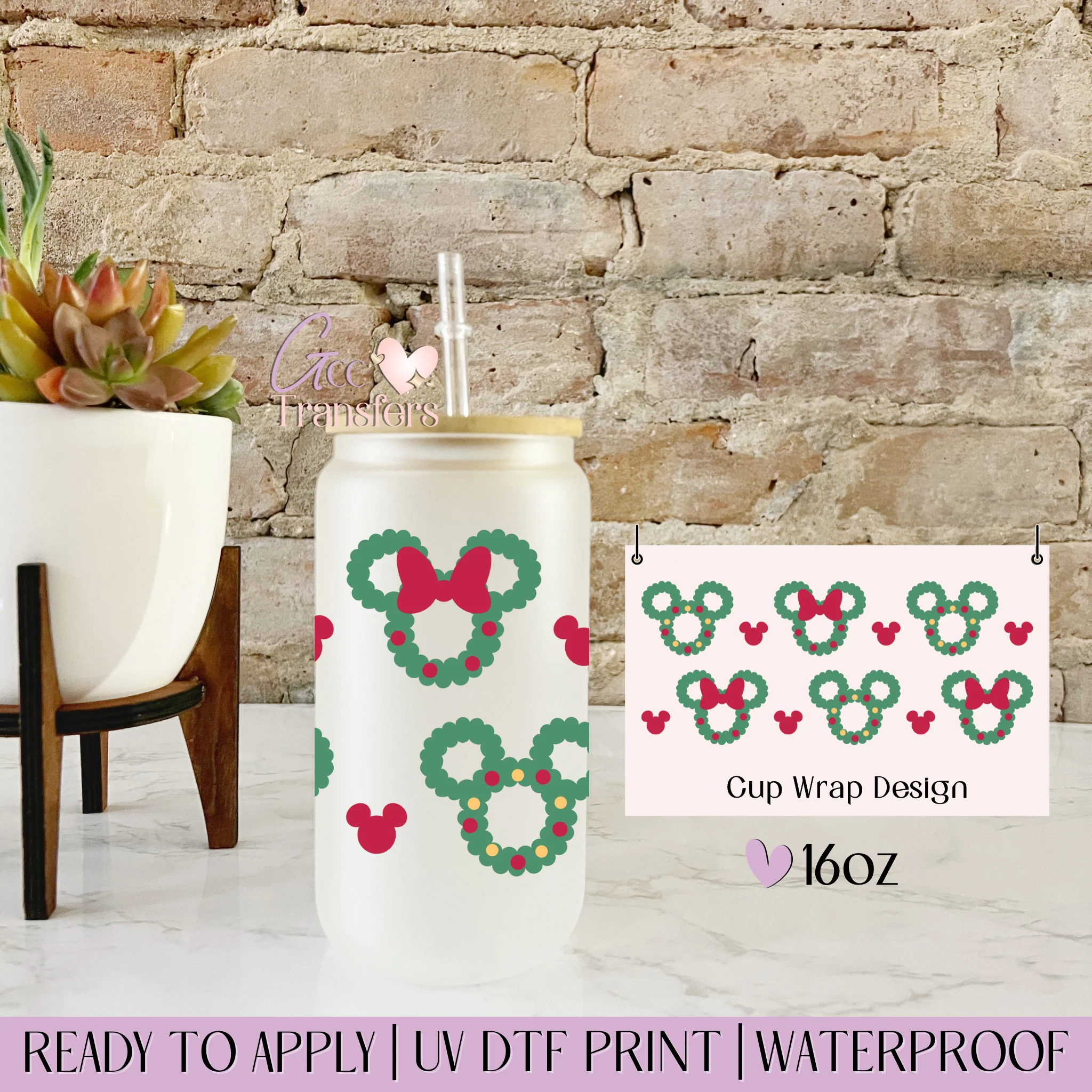 Christmas Wreath Magic Ears  - 16oz cup