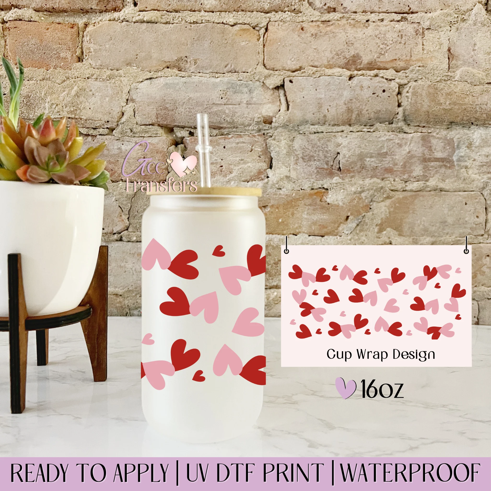 Red Pink Hearts Love - 16oz cup