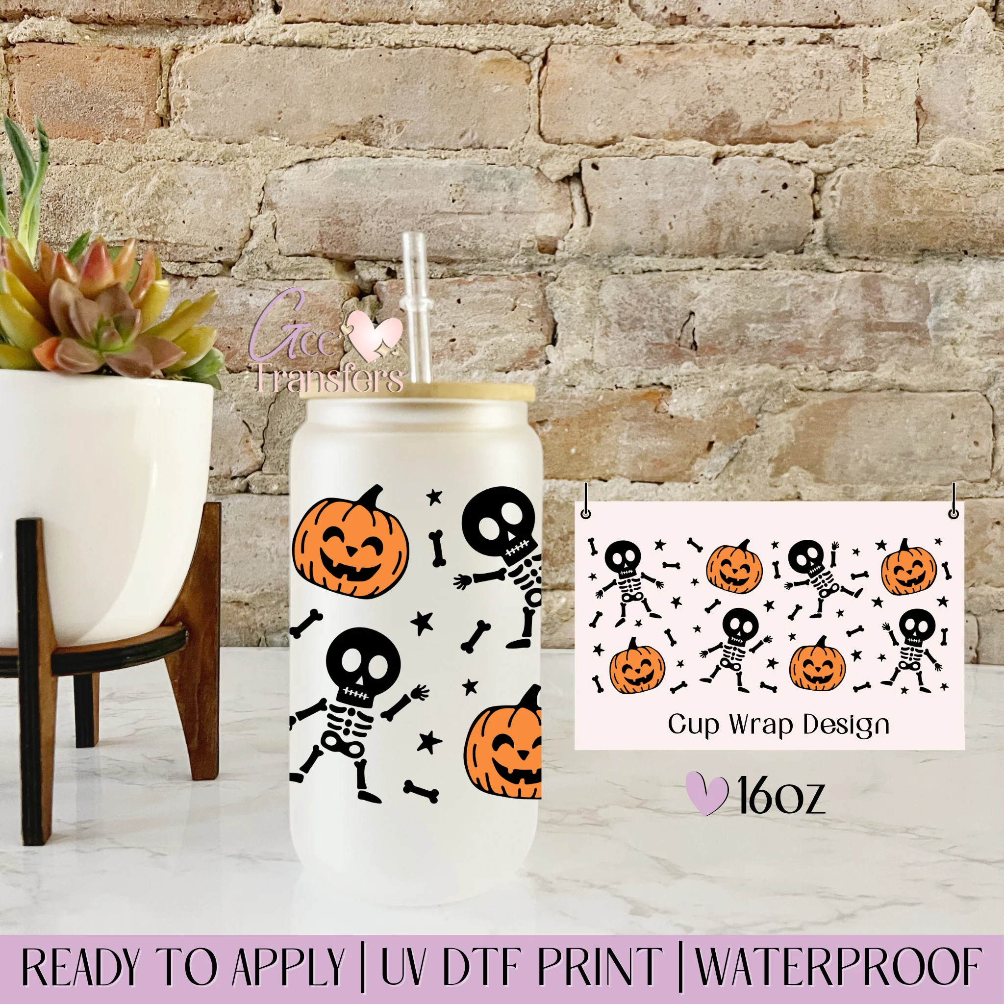 Dancing Skeleton & Pumpkin Halloween - 16oz cup