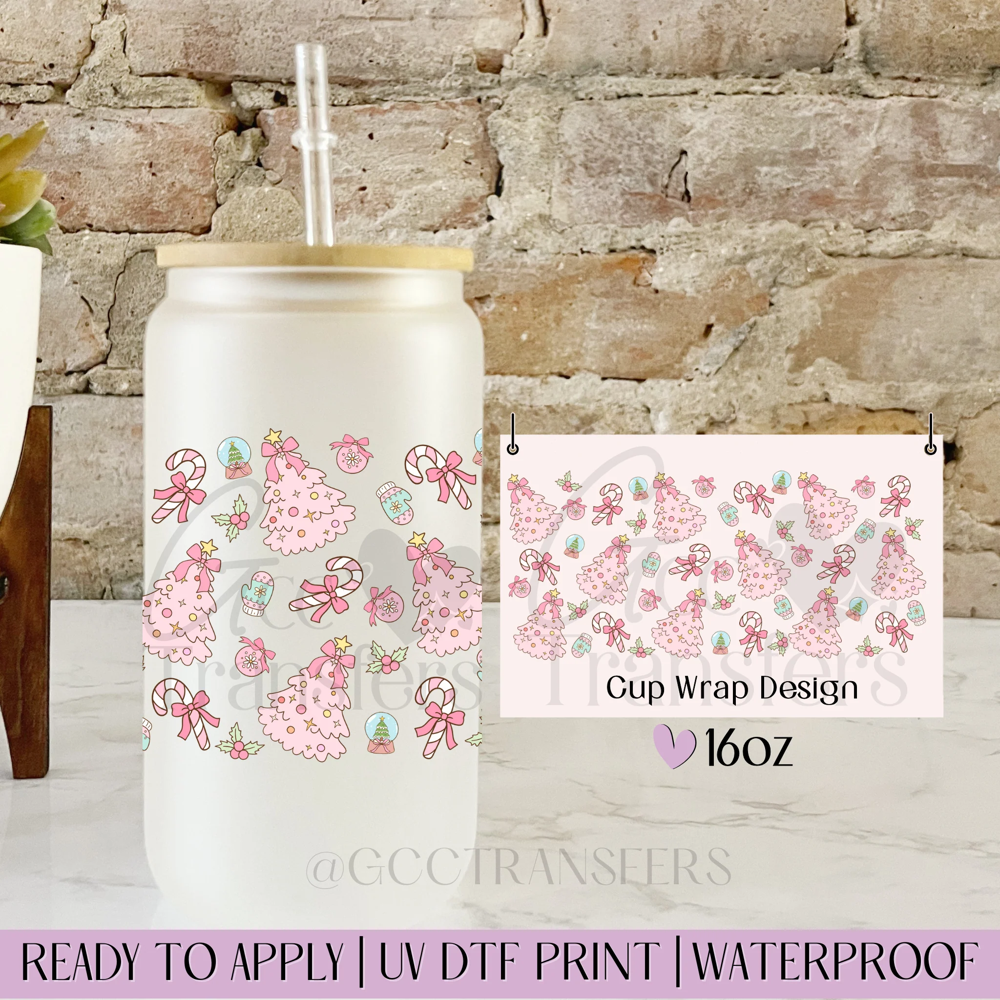 Pink Winter Xmas Trees - 16oz cup