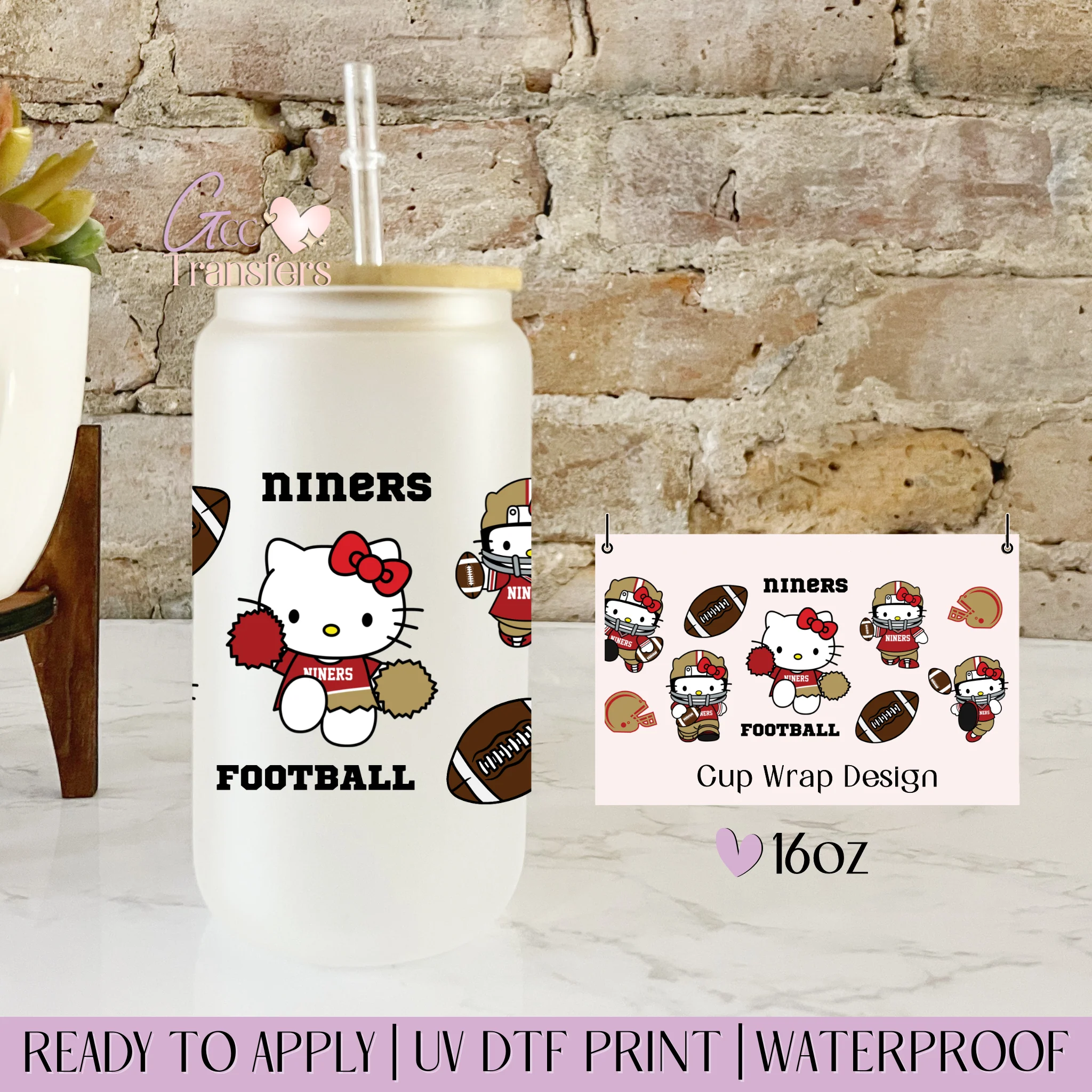 Cat Niners Football- 16oz cup