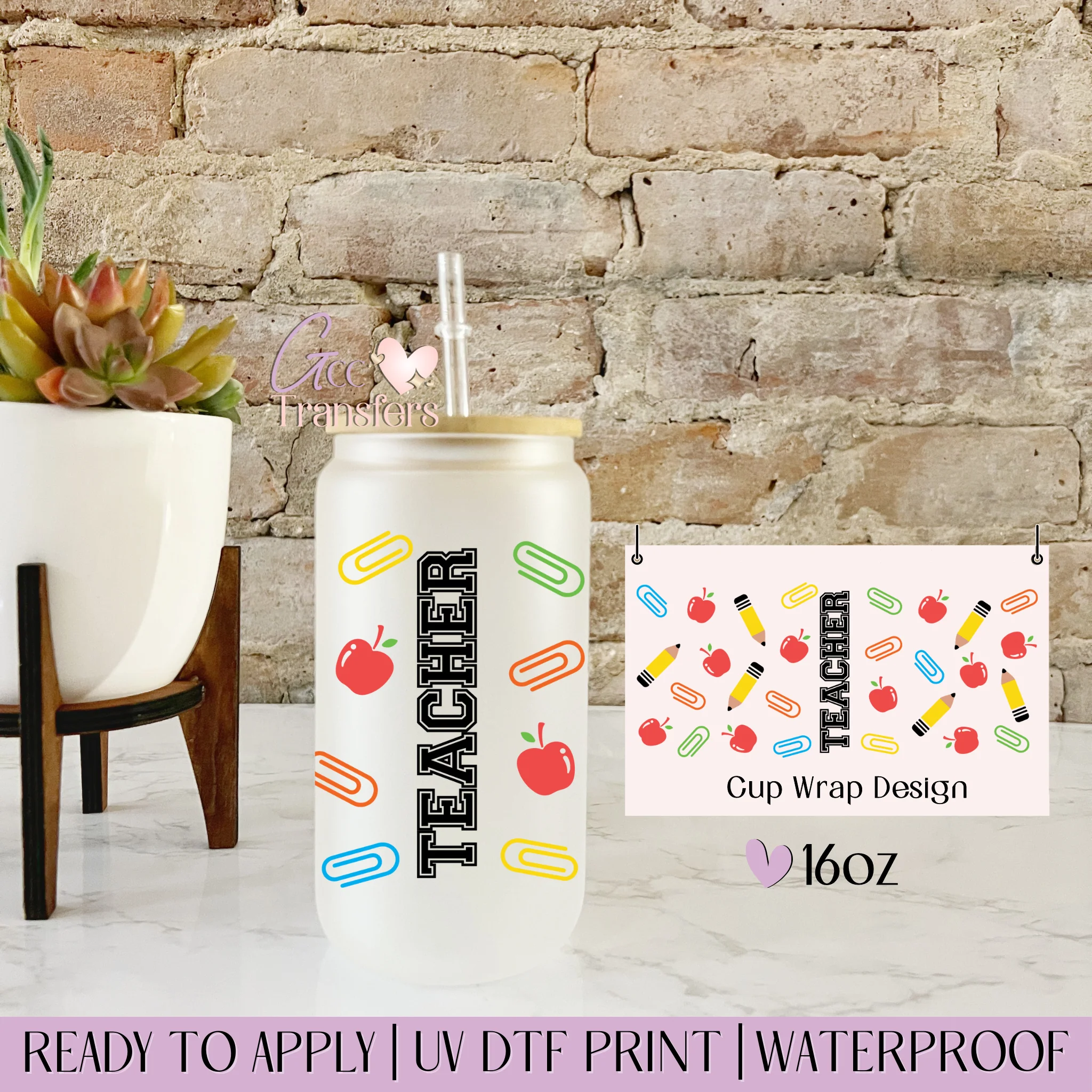 Teacher Pencils & Apples - 16oz cup