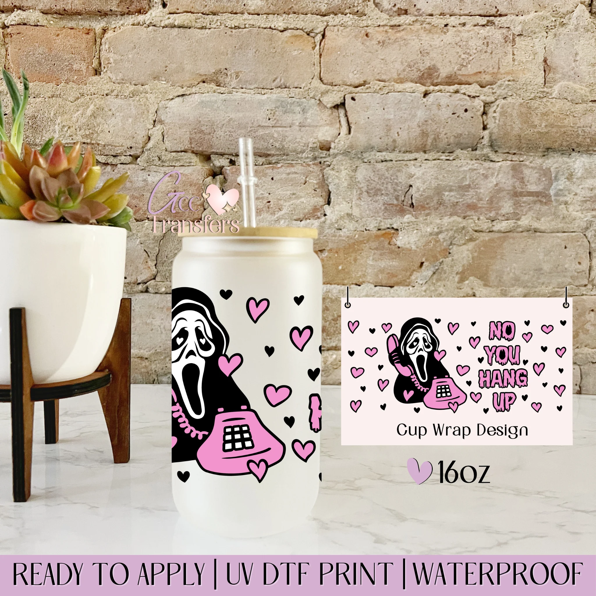 Hearts No You Hang Up Halloween - 16oz cup