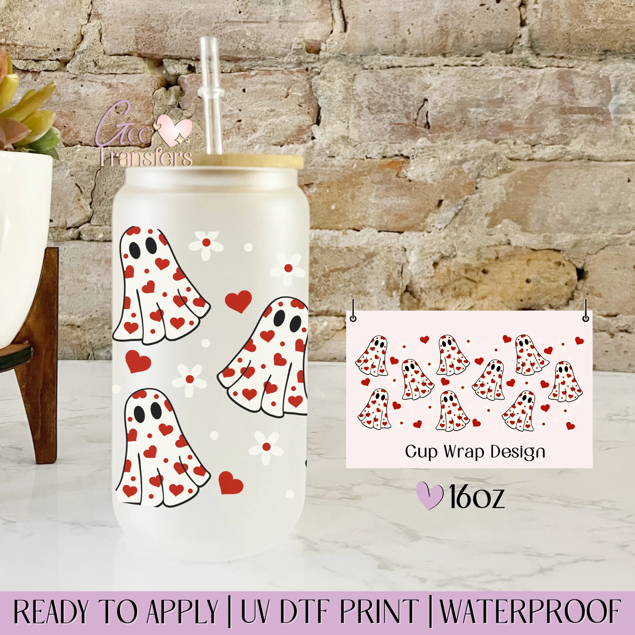 Hearts Ghost Spooky Valentine - 16oz cup