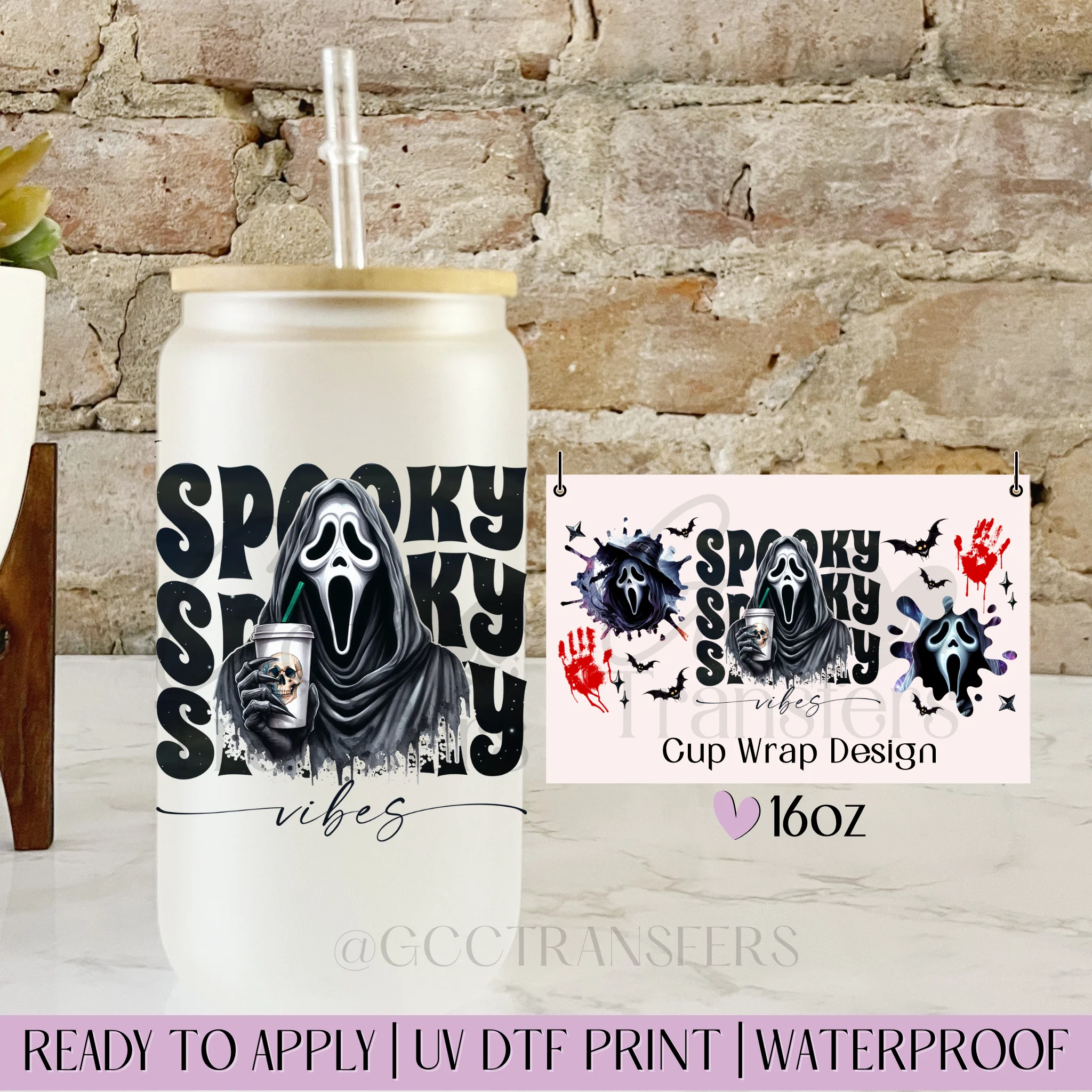 Ghost Face Spooky Vibes Coffee - 16oz cup