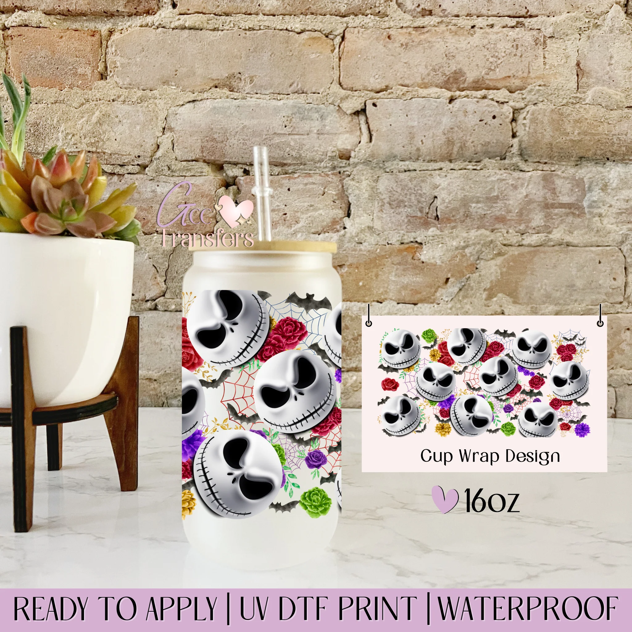 Haunted Faces Floral Halloween - 16oz cup